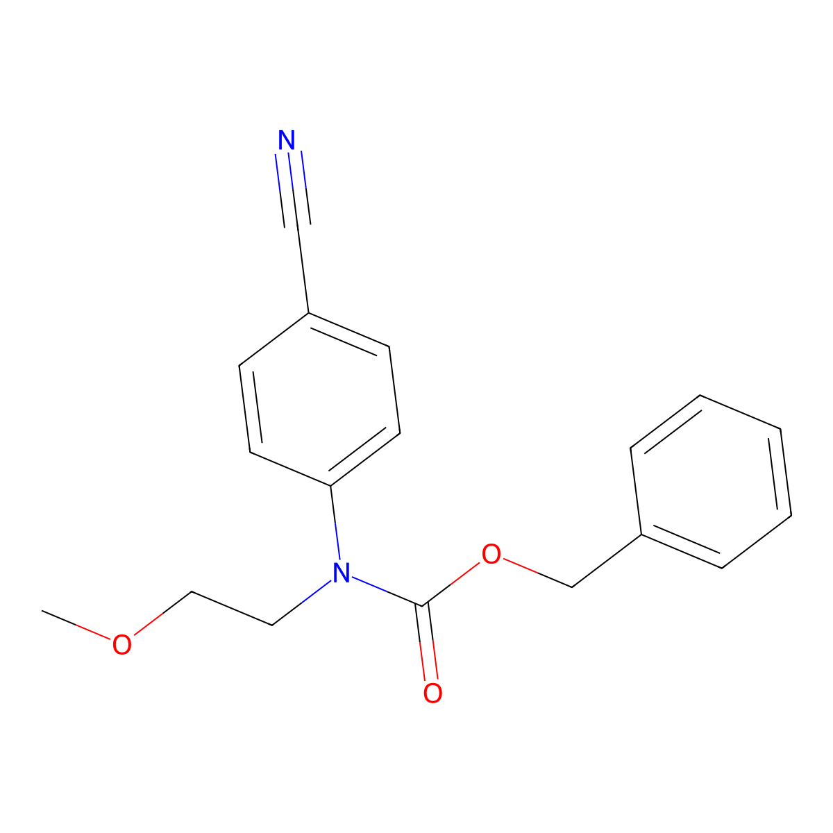 benzyl N-(4-cyanophenyl)-N-(2-methoxyethyl)carbamate molecular structure, CAS 2680872-72-2