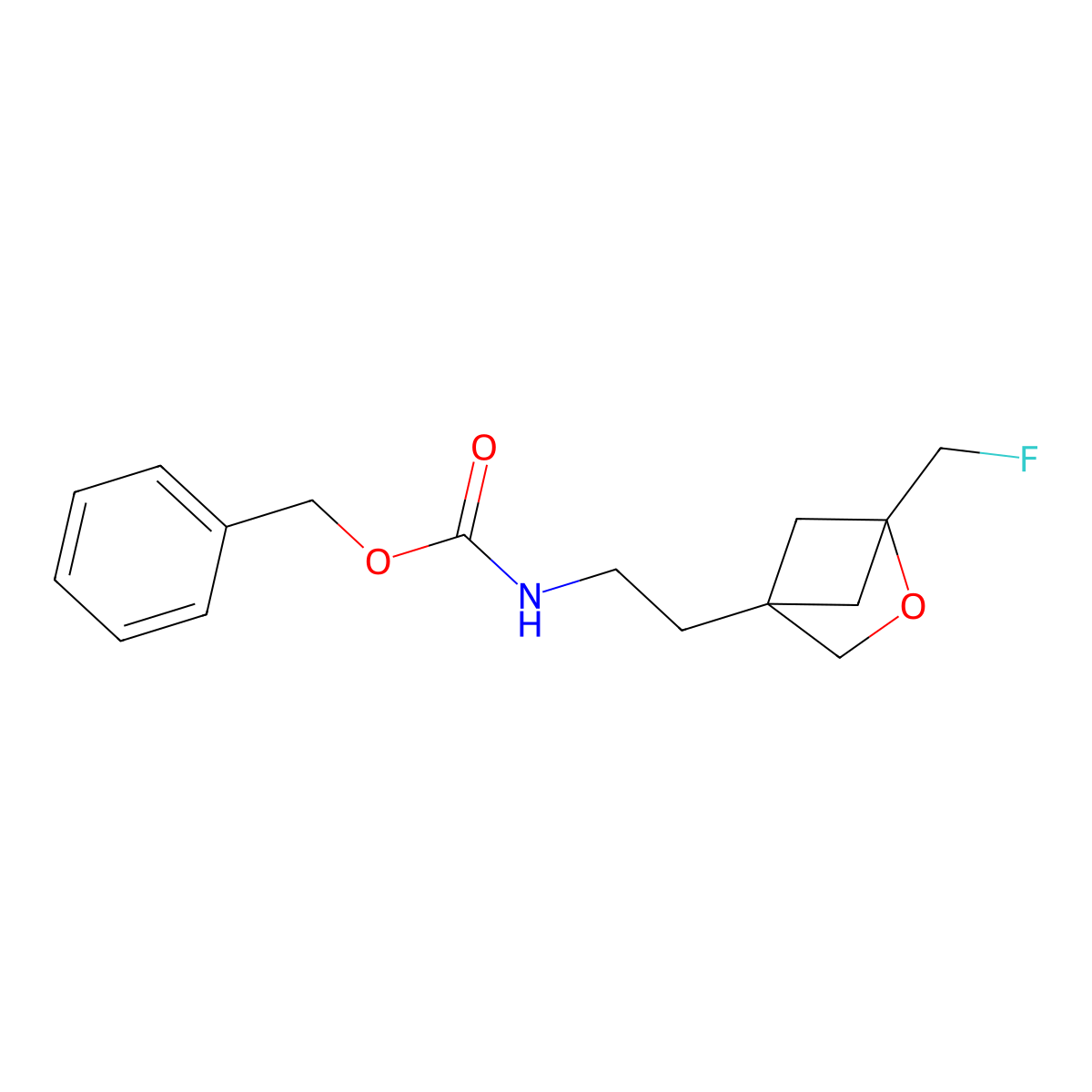 benzyl N-{2-[1-(fluoromethyl)-2-oxabicyclo[2.1.1]hexan-4-yl]ethyl}carbamate molecular structure, CAS 2680872-76-6