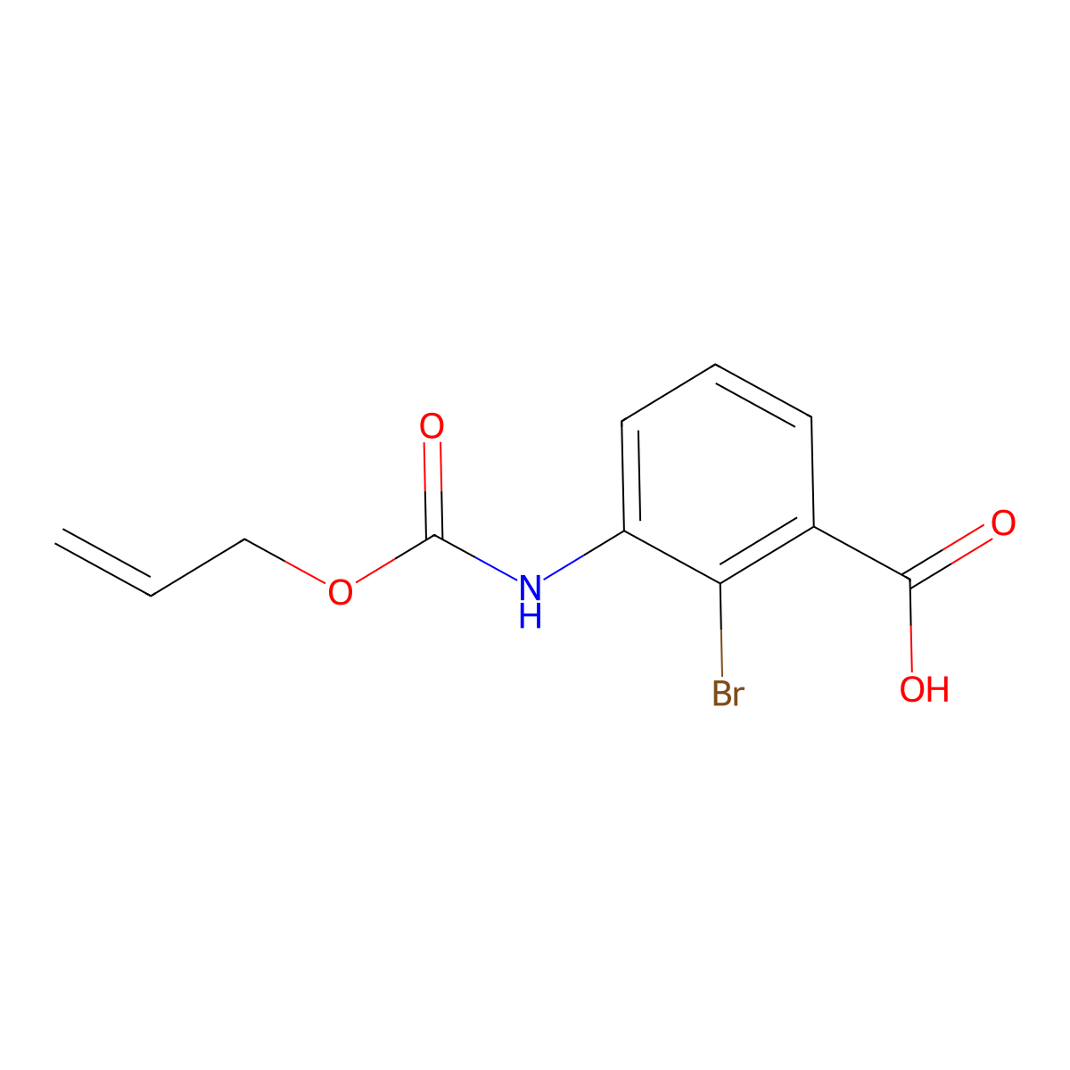 2-Bromo-3-{[(prop-2-en-1-yloxy)carbonyl]amino}benzoic acid molecular structure, CAS 2680872-79-9