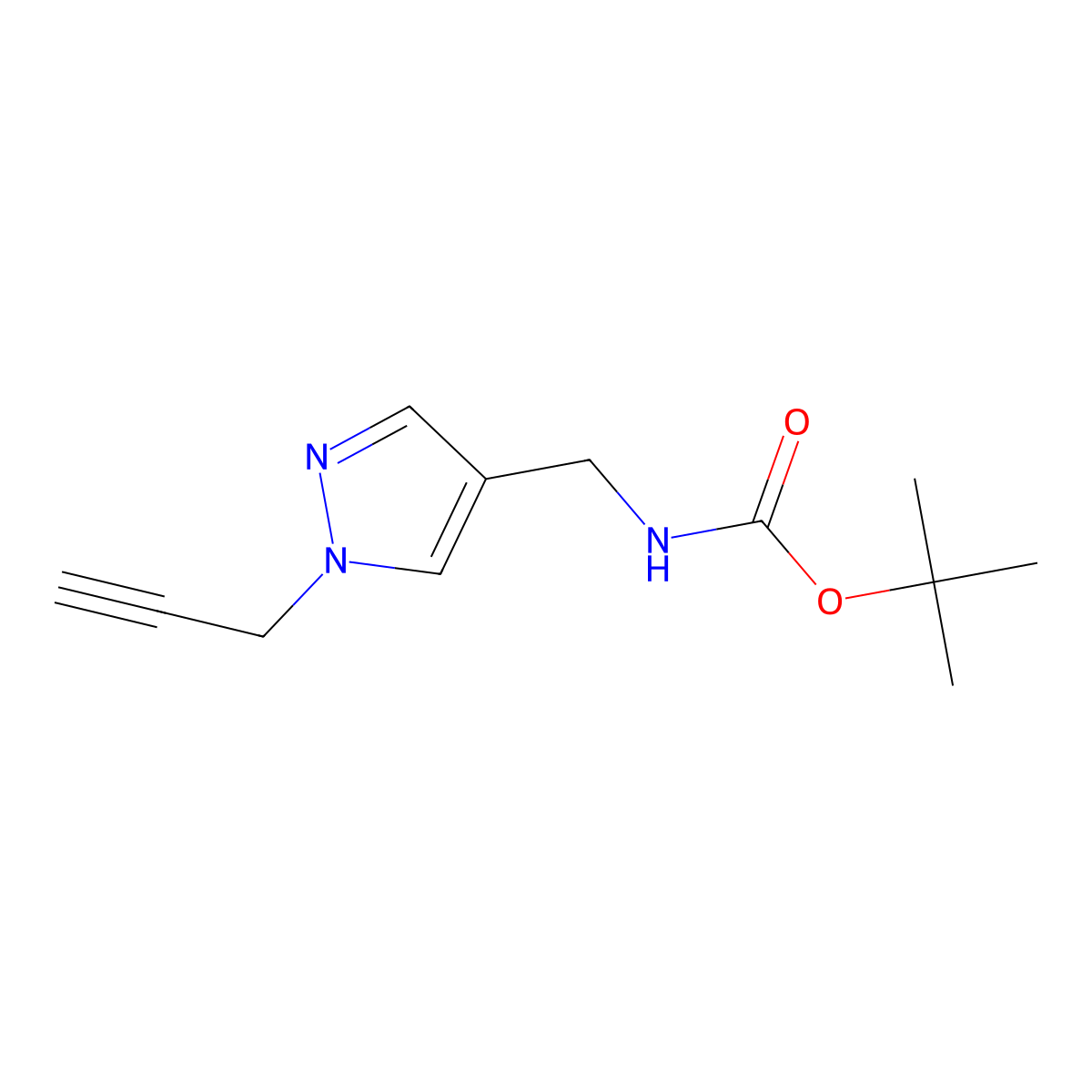 tert-butyl N-{[1-(prop-2-yn-1-yl)-1H-pyrazol-4-yl]methyl}carbamate molecular structure, CAS 2680872-81-3