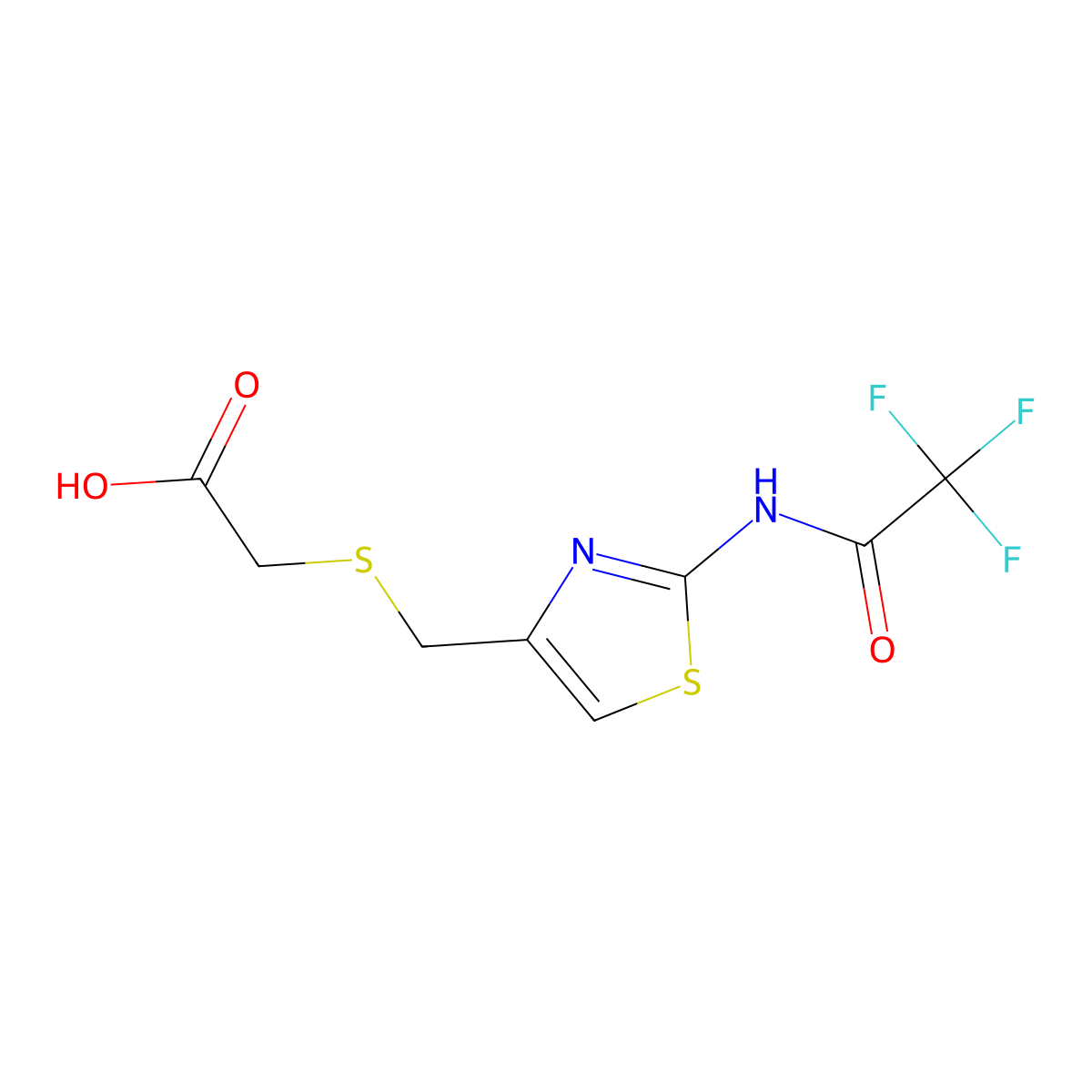 2-({[2-(2,2,2-Trifluoroacetamido)-1,3-thiazol-4-yl]methyl}sulfanyl)acetic acid molecular structure, CAS 2680872-82-4