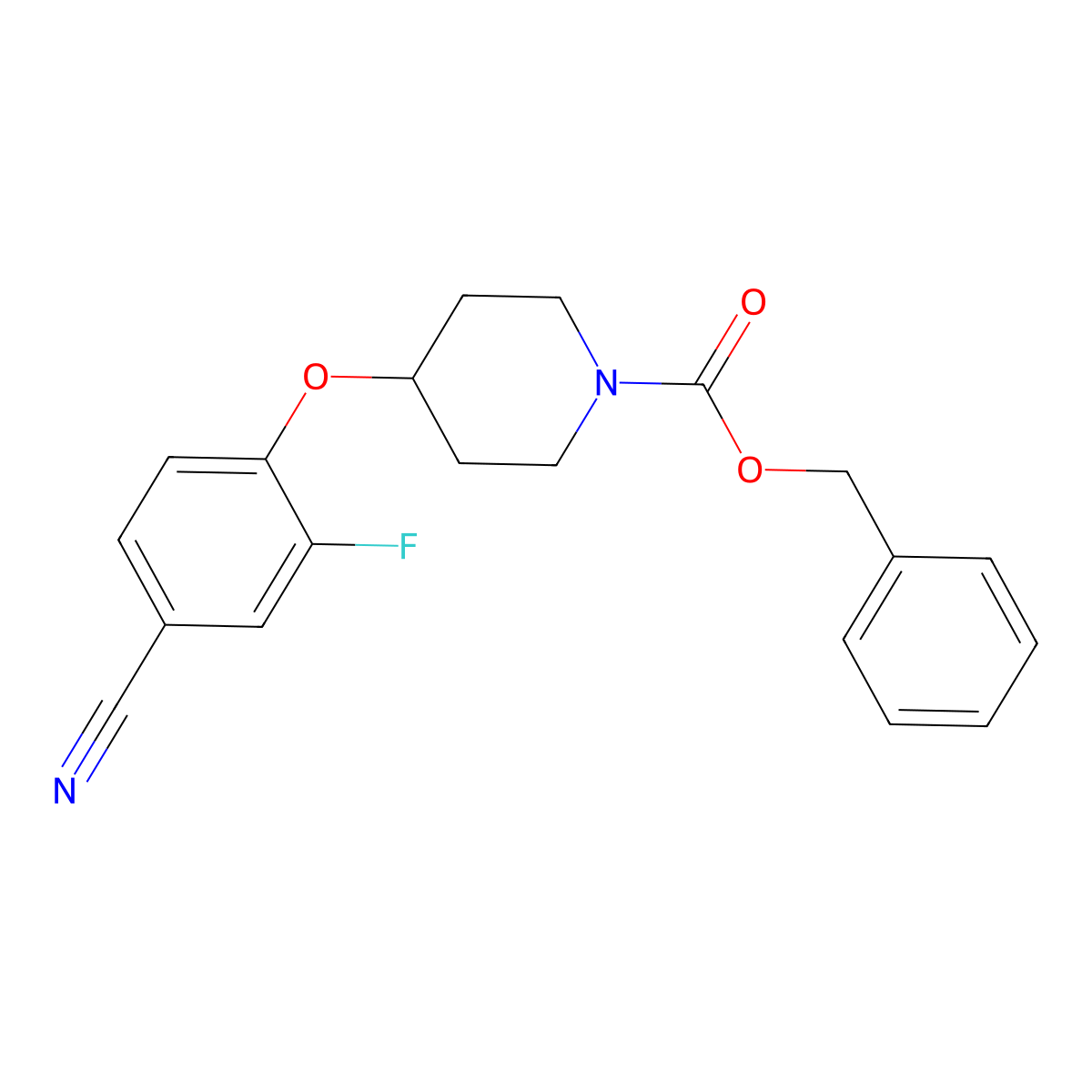 Benzyl 4-(4-cyano-2-fluorophenoxy)piperidine-1-carboxylate molecular structure, CAS 2680872-83-5