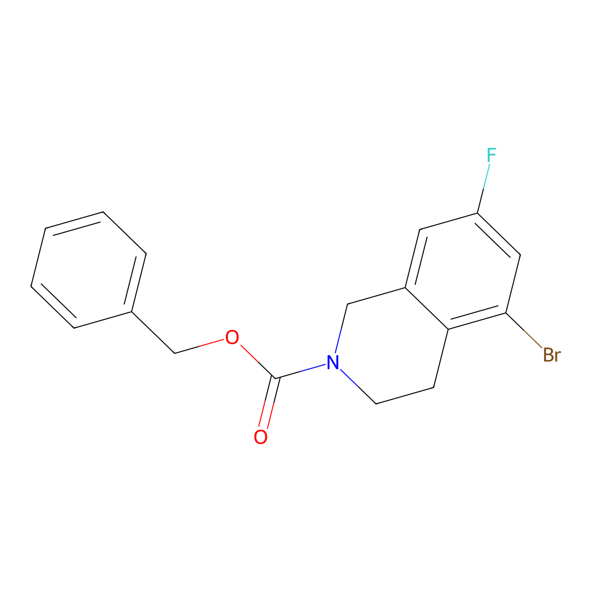 Benzyl 5-bromo-7-fluoro-1,2,3,4-tetrahydroisoquinoline-2-carboxylate molecular structure, CAS 2680872-87-9