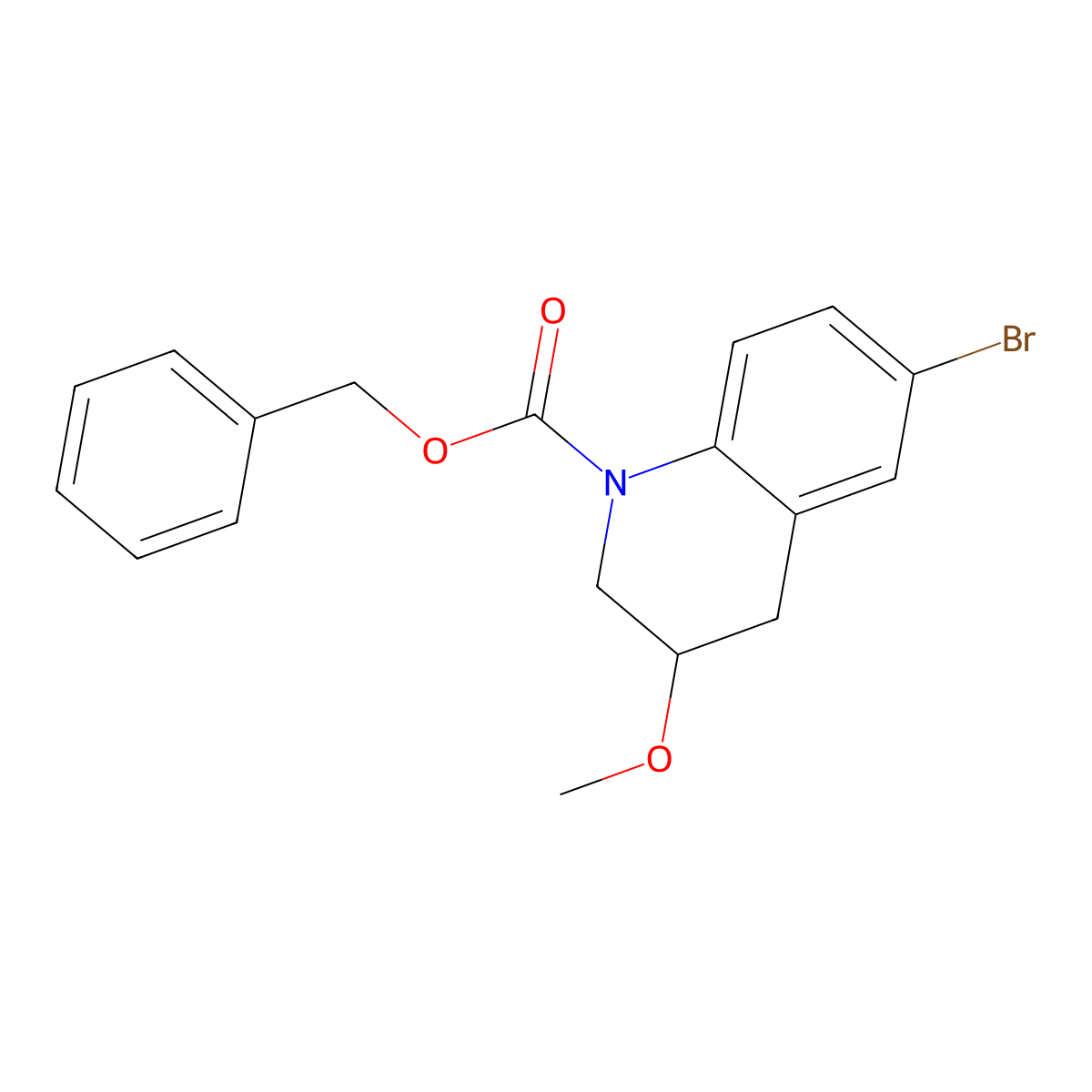 Benzyl 6-bromo-3-methoxy-1,2,3,4-tetrahydroquinoline-1-carboxylate molecular structure, CAS 2680872-95-9