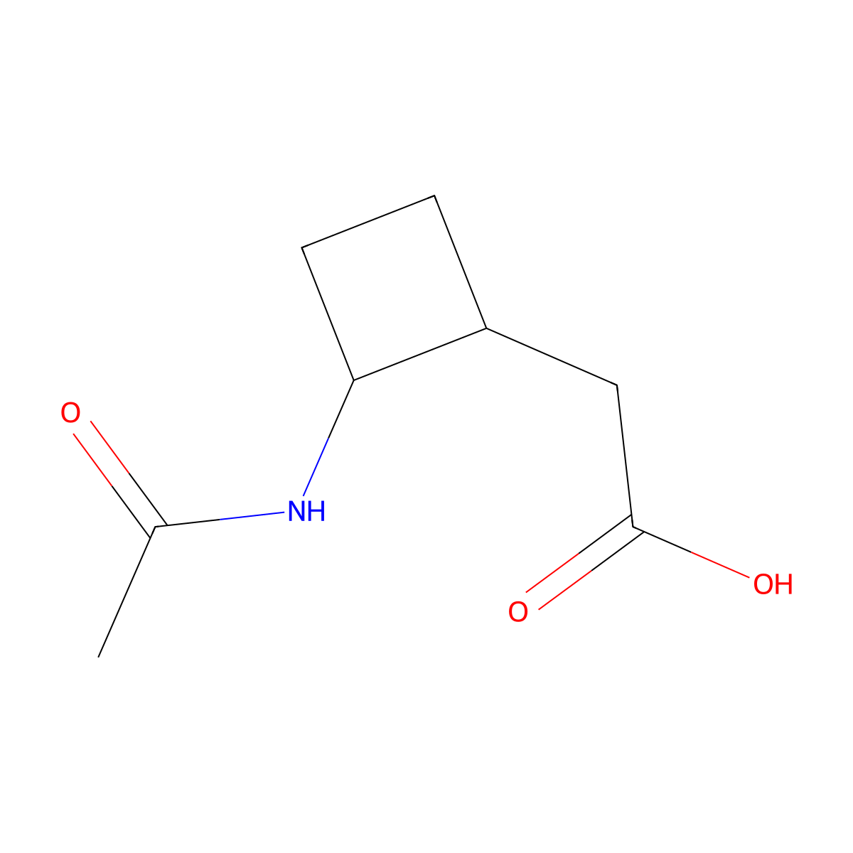 2-(2-Acetamidocyclobutyl)acetic acid molecular structure, CAS 2680872-96-0