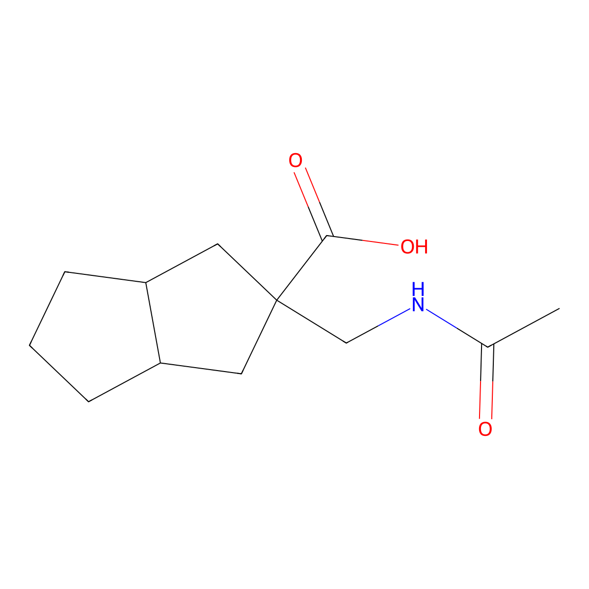 2-(Acetamidomethyl)-octahydropentalene-2-carboxylic acid molecular structure, CAS 2680872-99-3