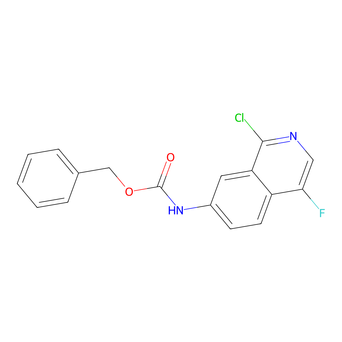 benzyl N-(1-chloro-4-fluoroisoquinolin-7-yl)carbamate molecular structure, CAS 2680873-00-9