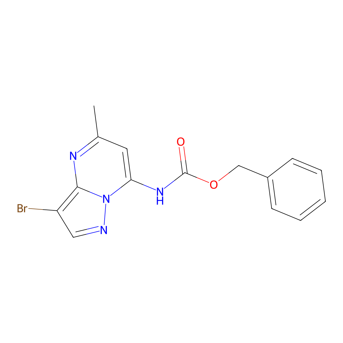 benzyl N-{3-bromo-5-methylpyrazolo[1,5-a]pyrimidin-7-yl}carbamate molecular structure, CAS 2680873-02-1