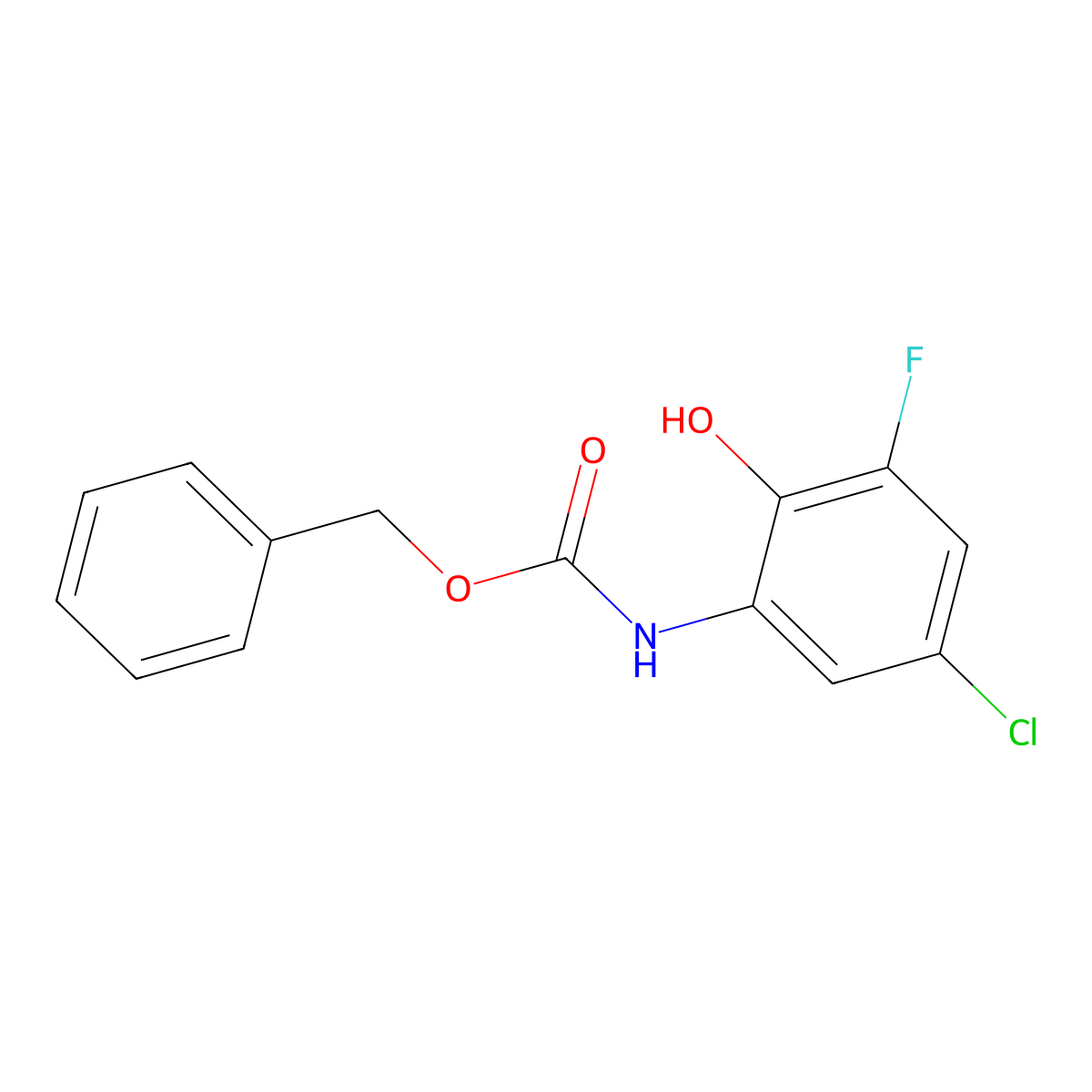 benzyl N-(5-chloro-3-fluoro-2-hydroxyphenyl)carbamate molecular structure, CAS 2680873-13-4