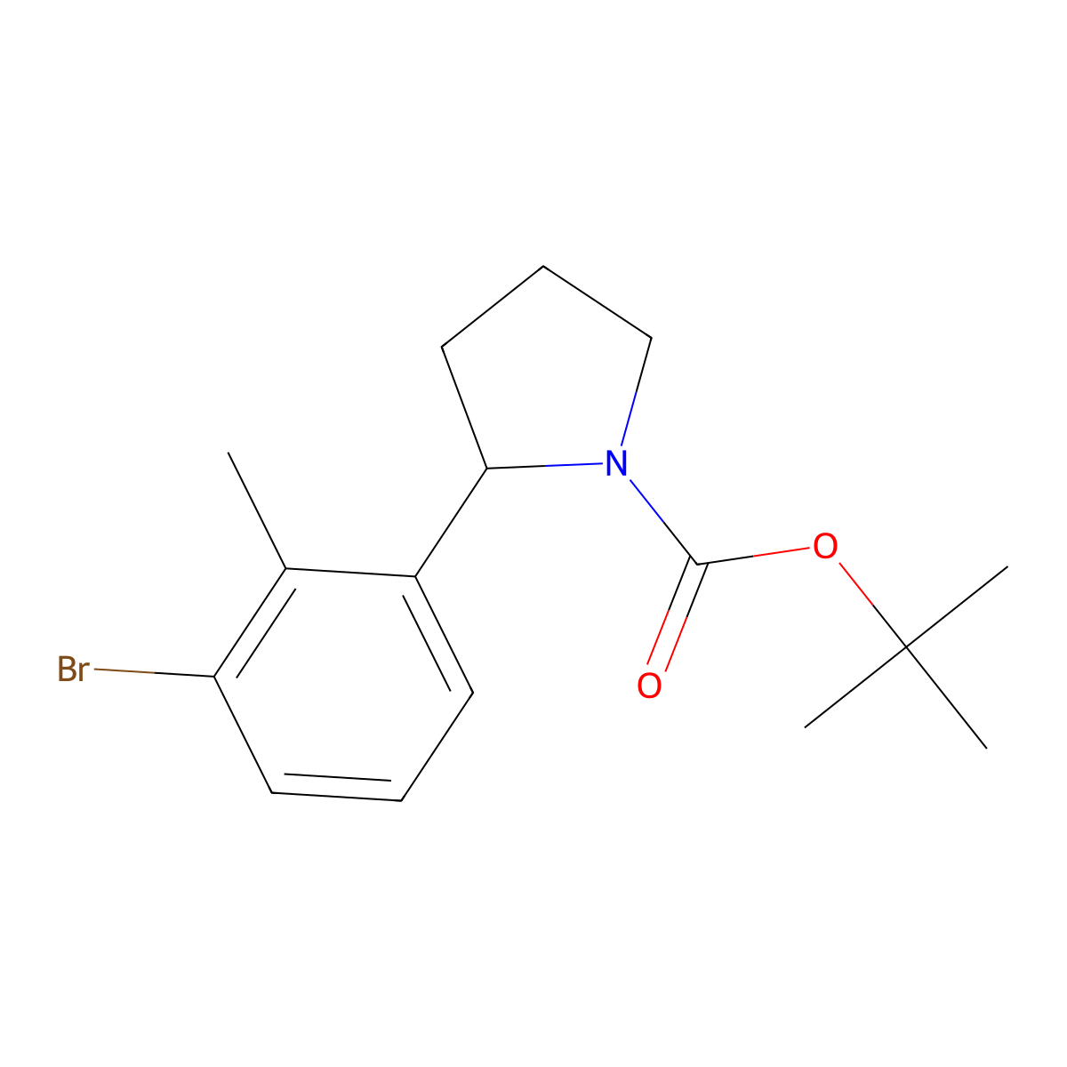 Tert-butyl 2-(3-bromo-2-methylphenyl)pyrrolidine-1-carboxylate molecular structure, CAS 2680873-21-4