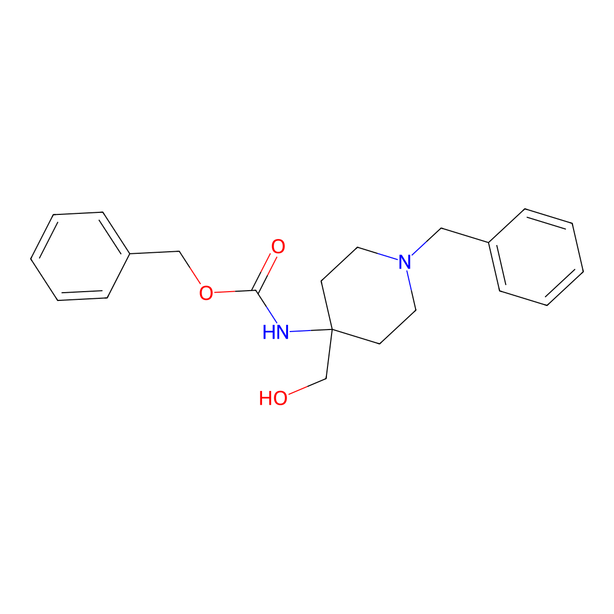 benzyl N-[1-benzyl-4-(hydroxymethyl)piperidin-4-yl]carbamate molecular structure, CAS 2680873-29-2