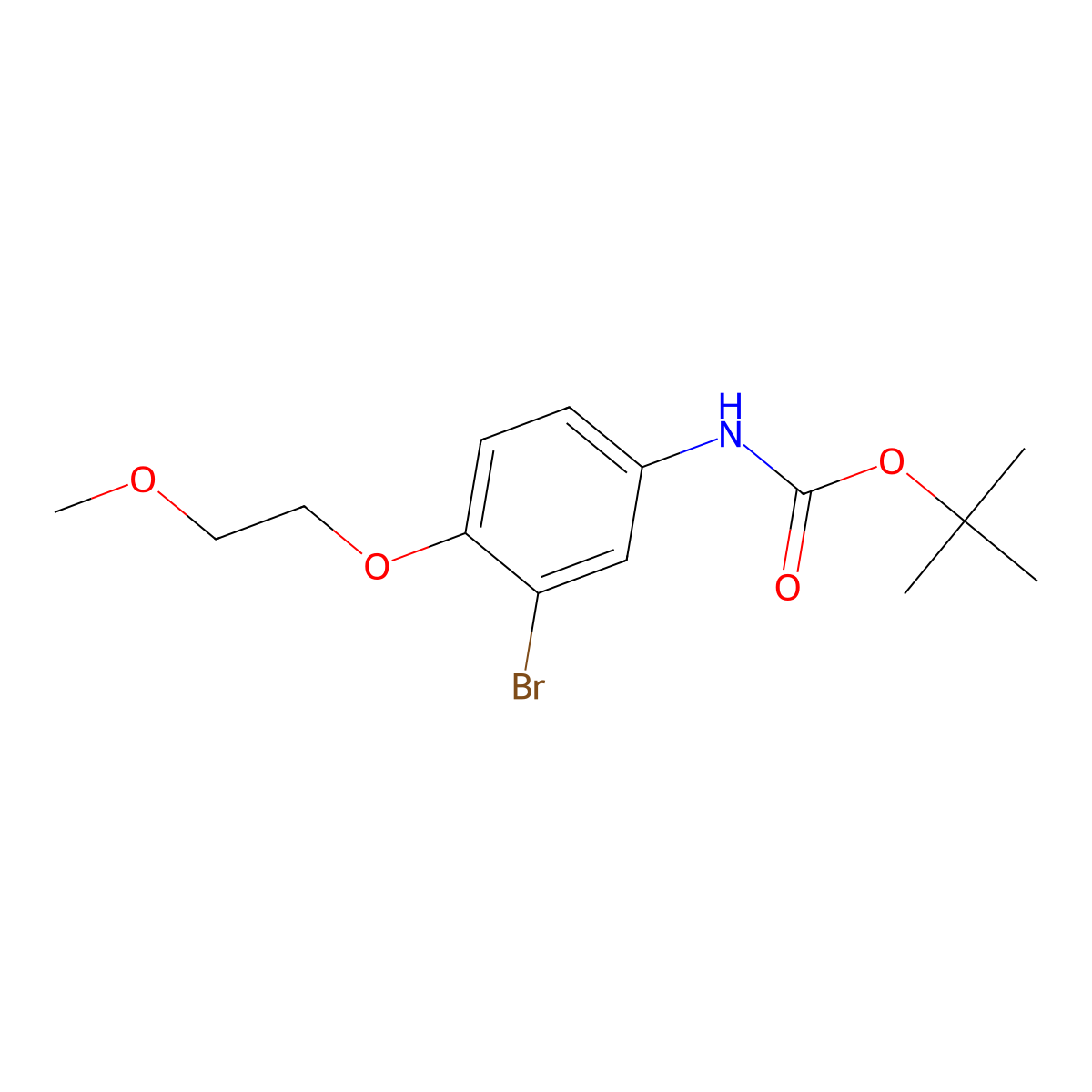 tert-butyl N-[3-bromo-4-(2-methoxyethoxy)phenyl]carbamate molecular structure, CAS 2680873-30-5