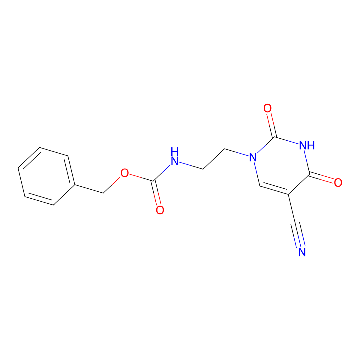 benzyl N-[2-(5-cyano-2,4-dioxo-1,2,3,4-tetrahydropyrimidin-1-yl)ethyl]carbamate molecular structure, CAS 2680873-31-6