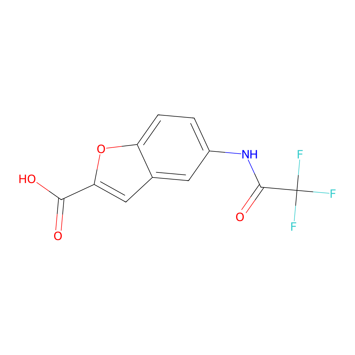 5-(2,2,2-Trifluoroacetamido)-1-benzofuran-2-carboxylic acid molecular structure, CAS 2680873-33-8