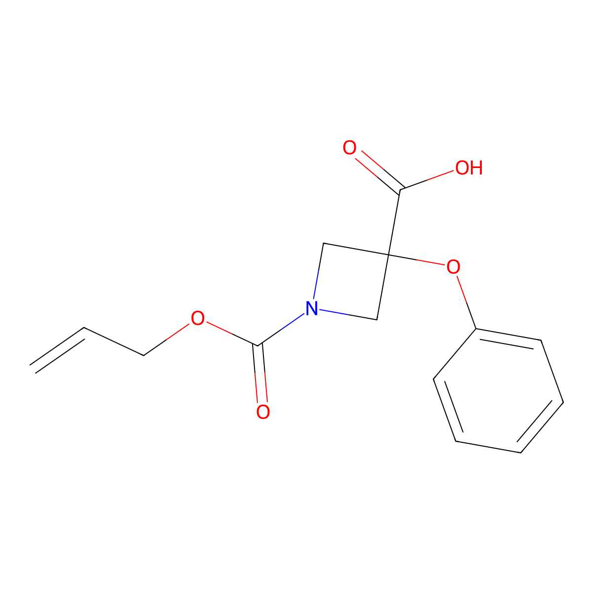 3-Phenoxy-1-[(prop-2-en-1-yloxy)carbonyl]azetidine-3-carboxylic acid molecular structure, CAS 2680873-39-4