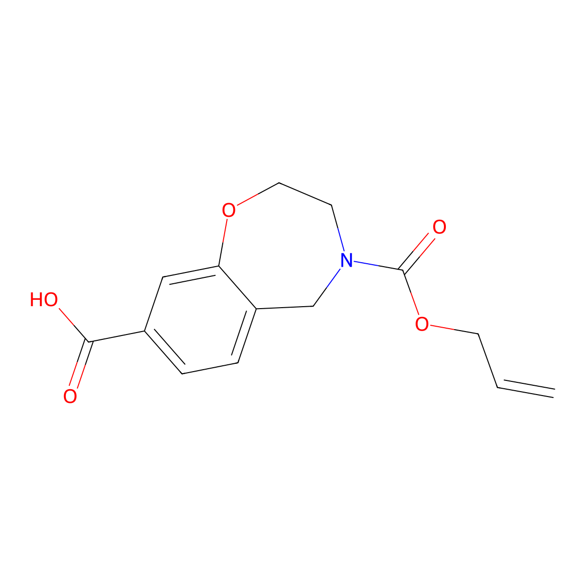 4-[(Prop-2-en-1-yloxy)carbonyl]-2,3,4,5-tetrahydro-1,4-benzoxazepine-8-carboxylic acid molecular structure, CAS 2680873-42-9