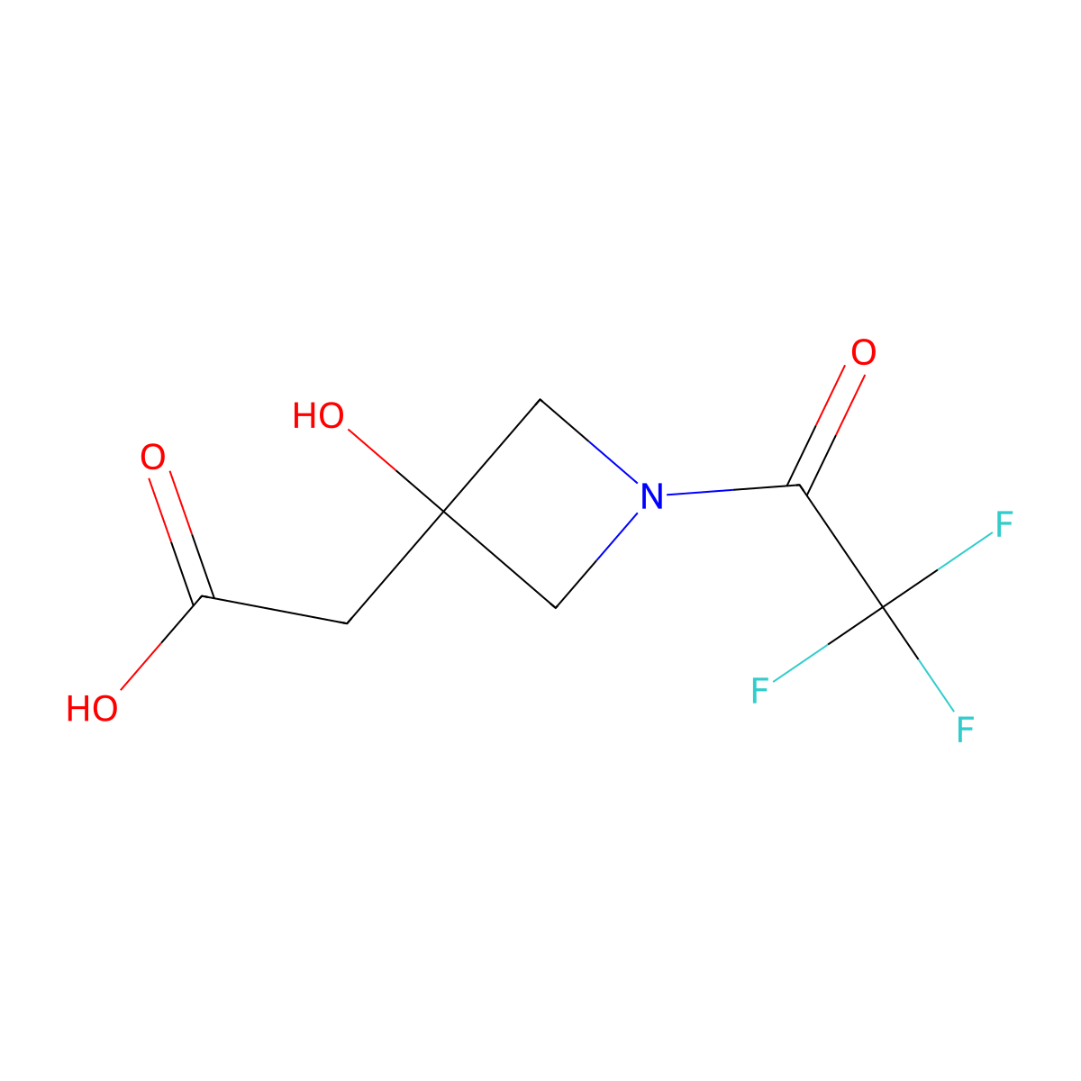 2-[3-Hydroxy-1-(trifluoroacetyl)azetidin-3-yl]acetic acid molecular structure, CAS 2680873-44-1