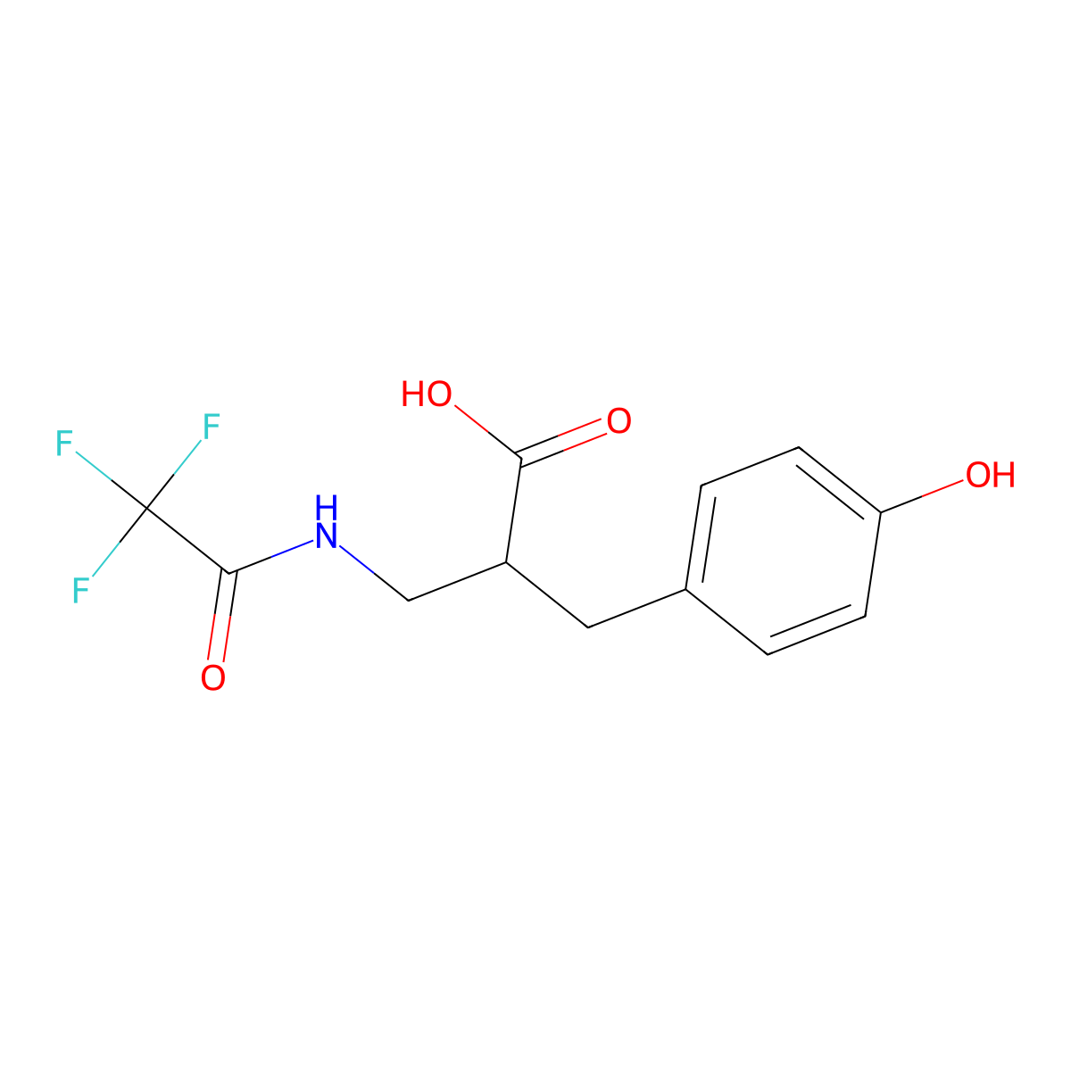 2-[(4-Hydroxyphenyl)methyl]-3-(2,2,2-trifluoroacetamido)propanoic acid molecular structure, CAS 2680873-46-3