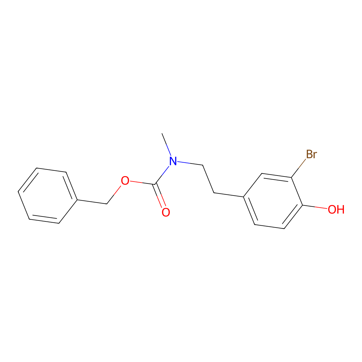 benzyl N-[2-(3-bromo-4-hydroxyphenyl)ethyl]-N-methylcarbamate molecular structure, CAS 2680873-55-4
