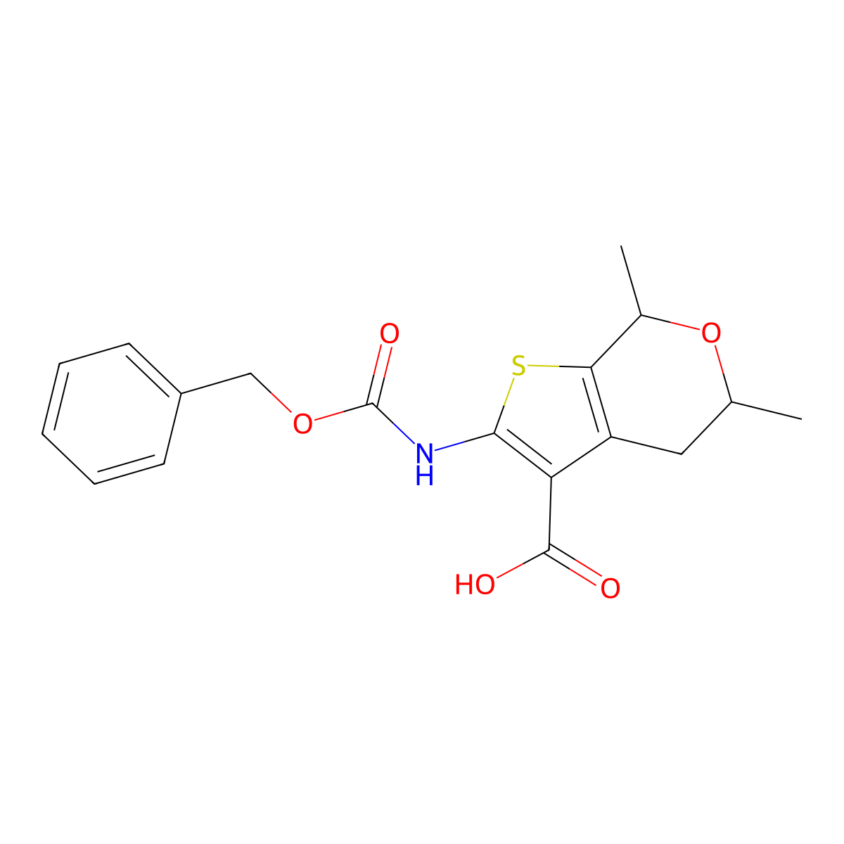 2-{[(benzyloxy)carbonyl]amino}-5,7-dimethyl-4H,5H,7H-thieno[2,3-c]pyran-3-carboxylic acid molecular structure, CAS 2680873-57-6