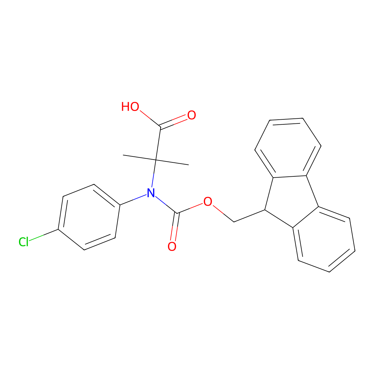 2-[(4-chlorophenyl)({[(9H-fluoren-9-yl)methoxy]carbonyl})amino]-2-methylpropanoic acid molecular structure, CAS 2680873-59-8