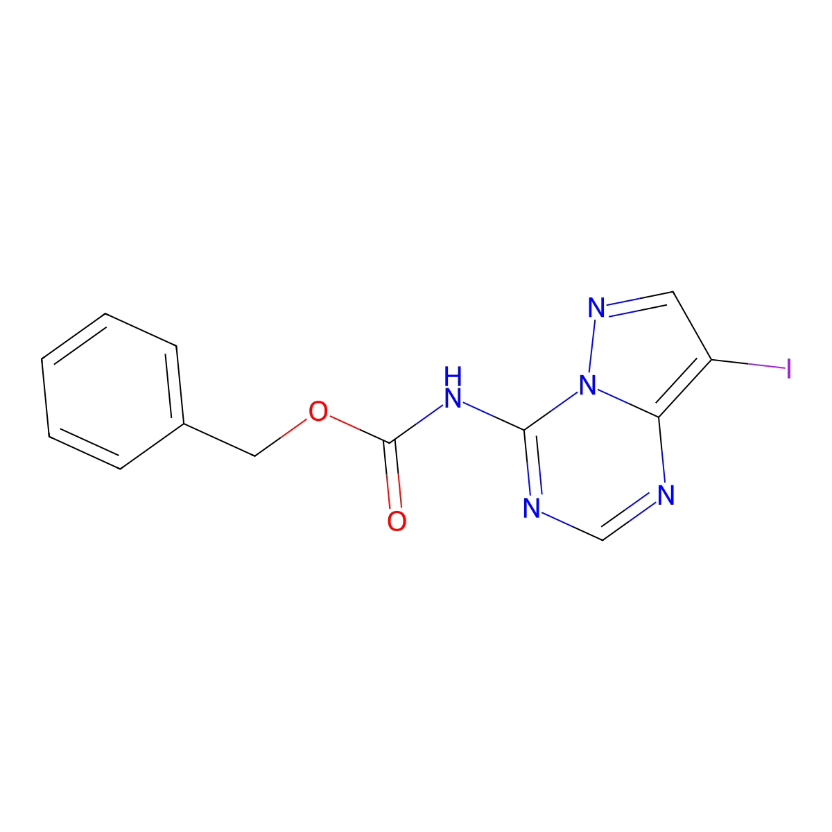 benzyl N-{8-iodopyrazolo[1,5-a][1,3,5]triazin-4-yl}carbamate molecular structure, CAS 2680873-62-3