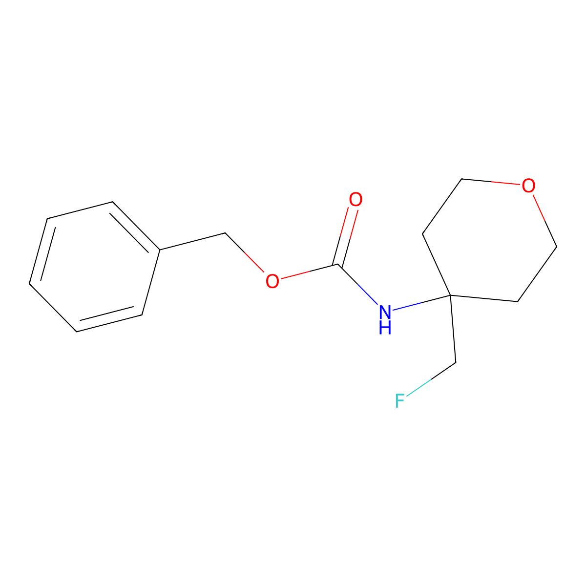 benzyl N-[4-(fluoromethyl)oxan-4-yl]carbamate molecular structure, CAS 2680873-68-9