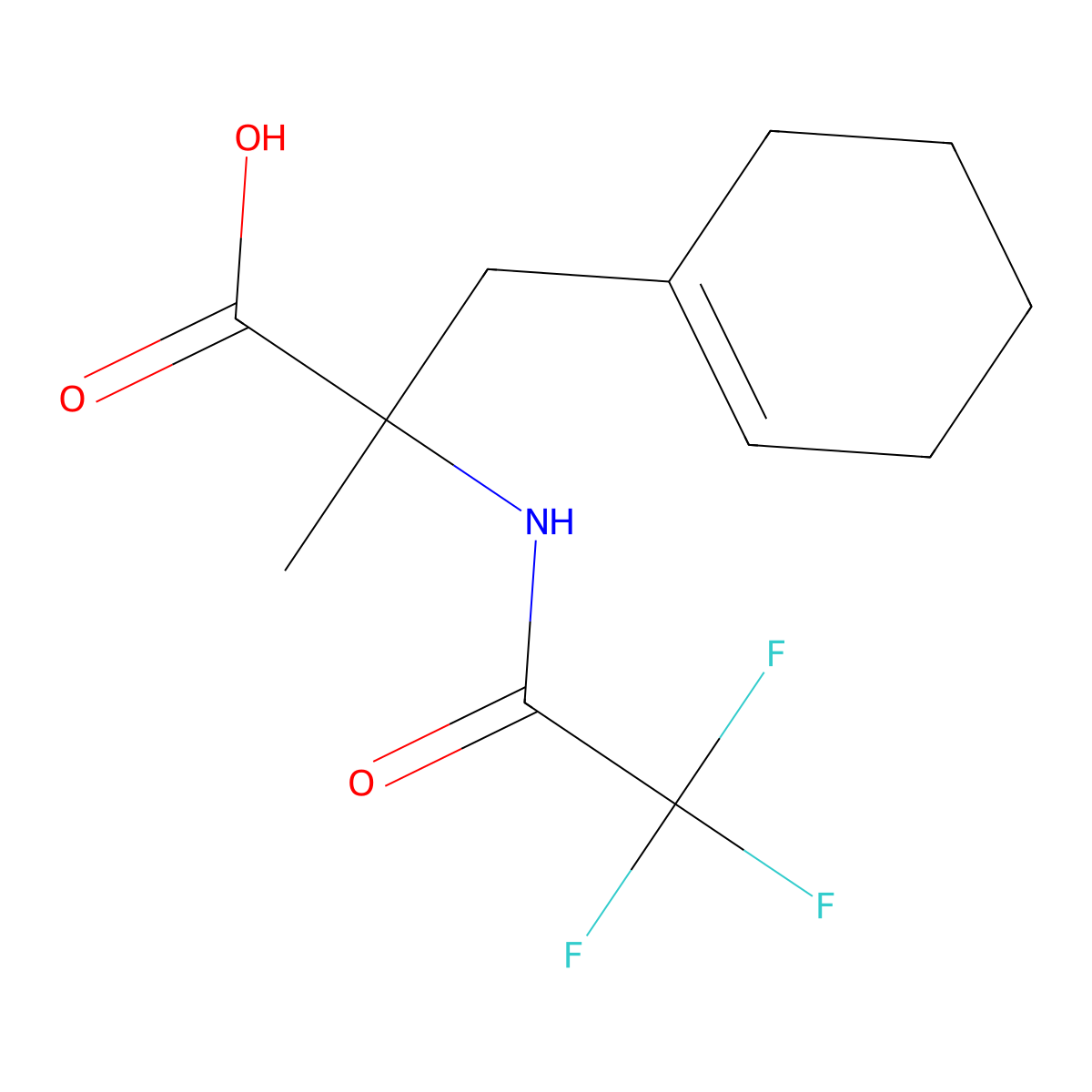 3-(Cyclohex-1-en-1-yl)-2-methyl-2-(2,2,2-trifluoroacetamido)propanoic acid molecular structure, CAS 2680873-71-4