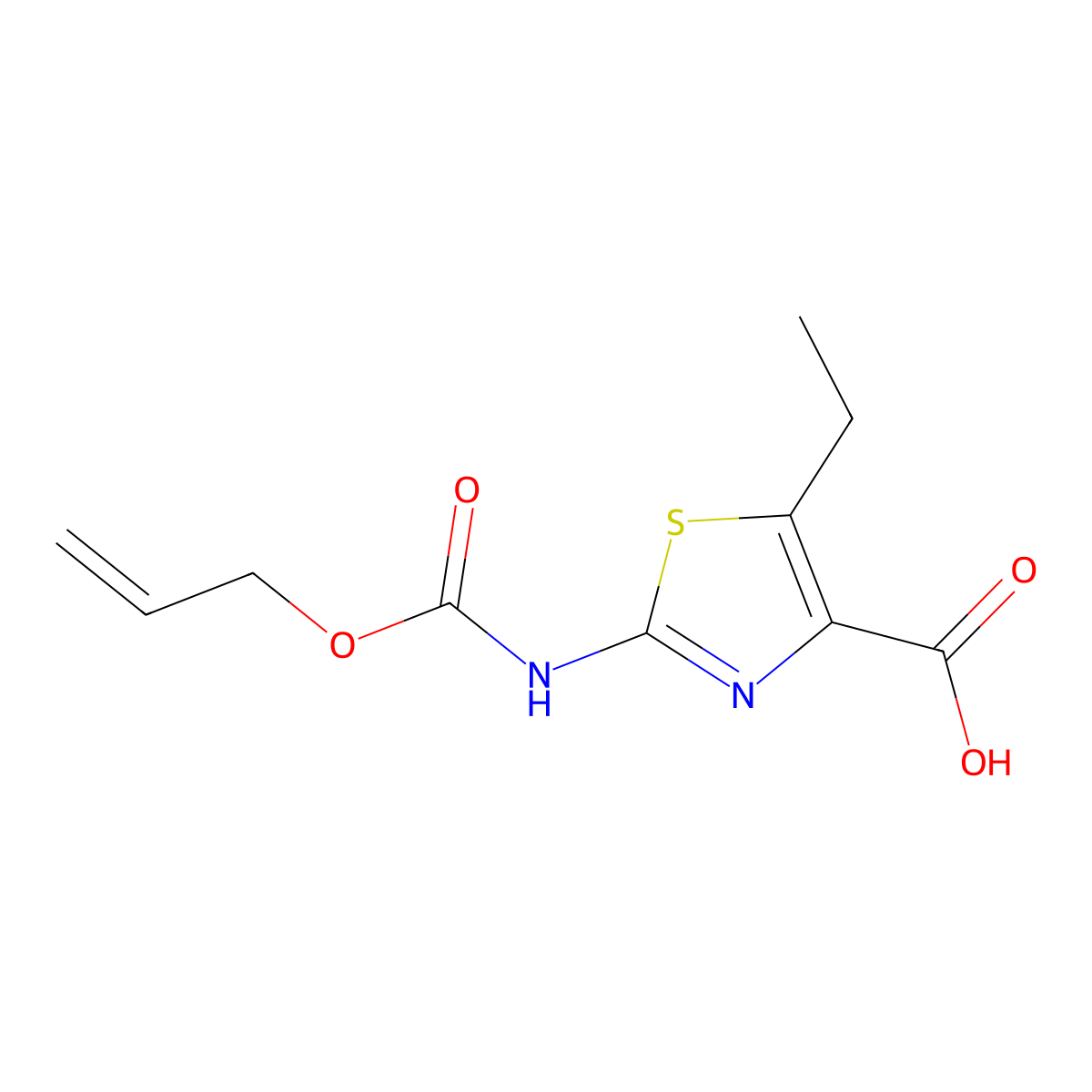 5-Ethyl-2-{[(prop-2-en-1-yloxy)carbonyl]amino}-1,3-thiazole-4-carboxylic acid molecular structure, CAS 2680873-81-6