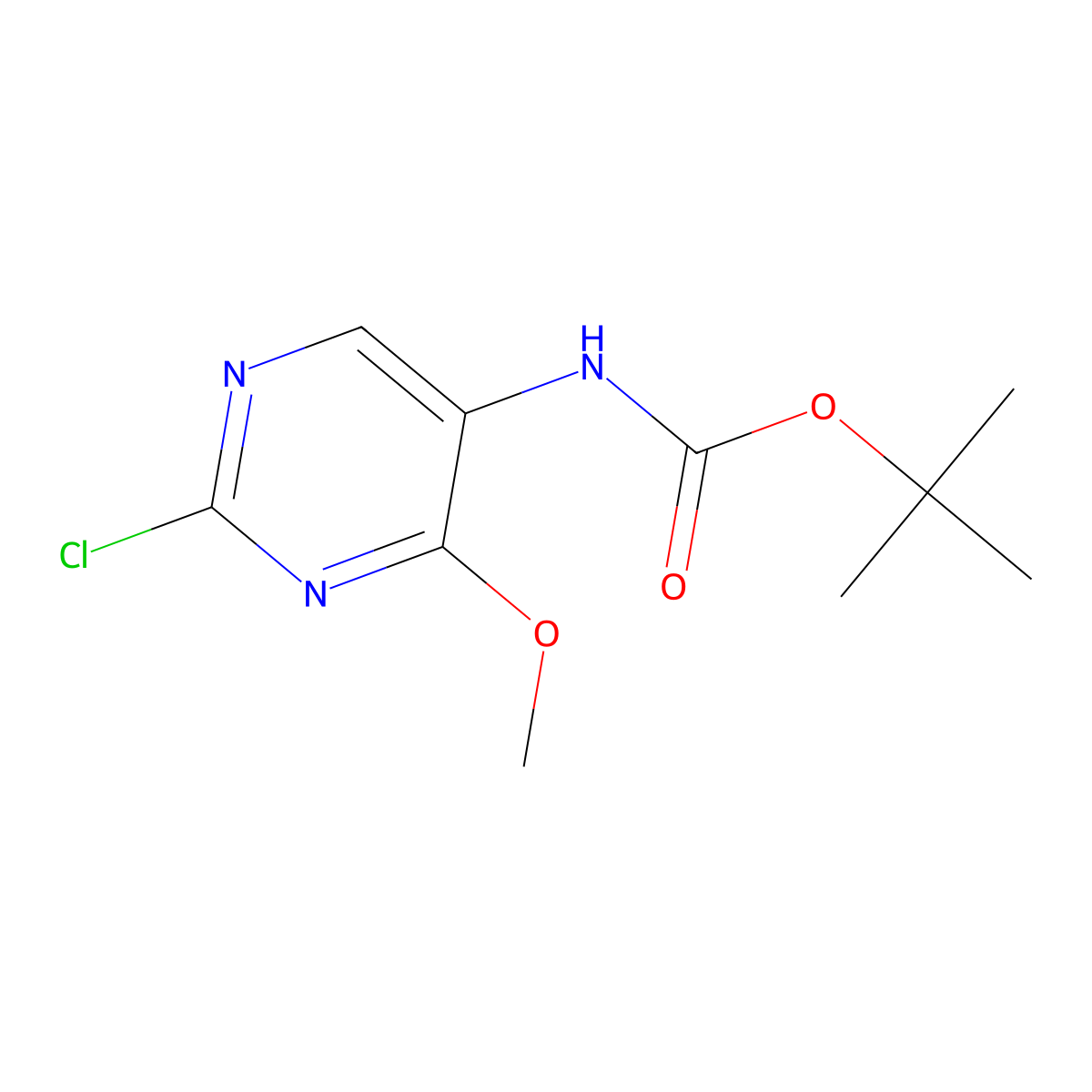 tert-butyl N-(2-chloro-4-methoxypyrimidin-5-yl)carbamate molecular structure, CAS 2680873-88-3