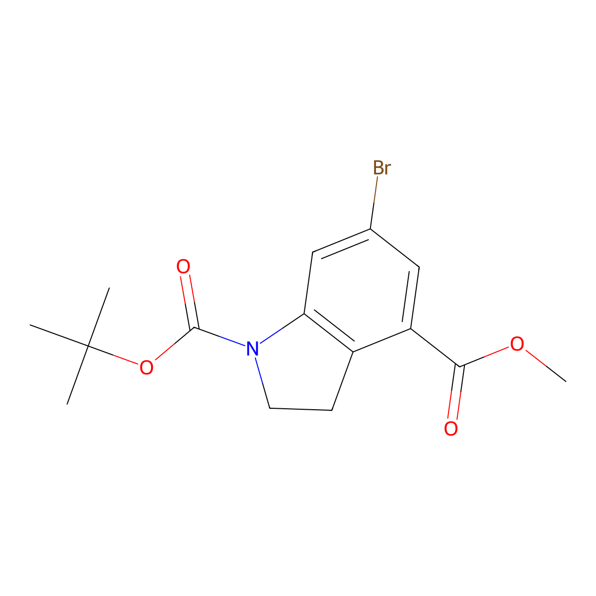 1-tert-butyl 4-methyl 6-bromo-2,3-dihydro-1H-indole-1,4-dicarboxylate molecular structure, CAS 2680873-93-0