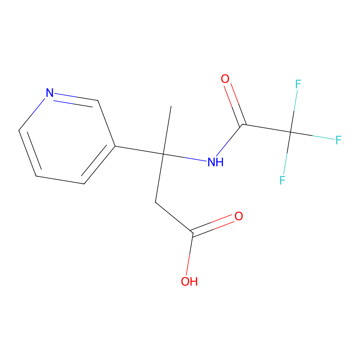 3-(Pyridin-3-yl)-3-(2,2,2-trifluoroacetamido)butanoic acid molecular structure, CAS 2680874-07-9