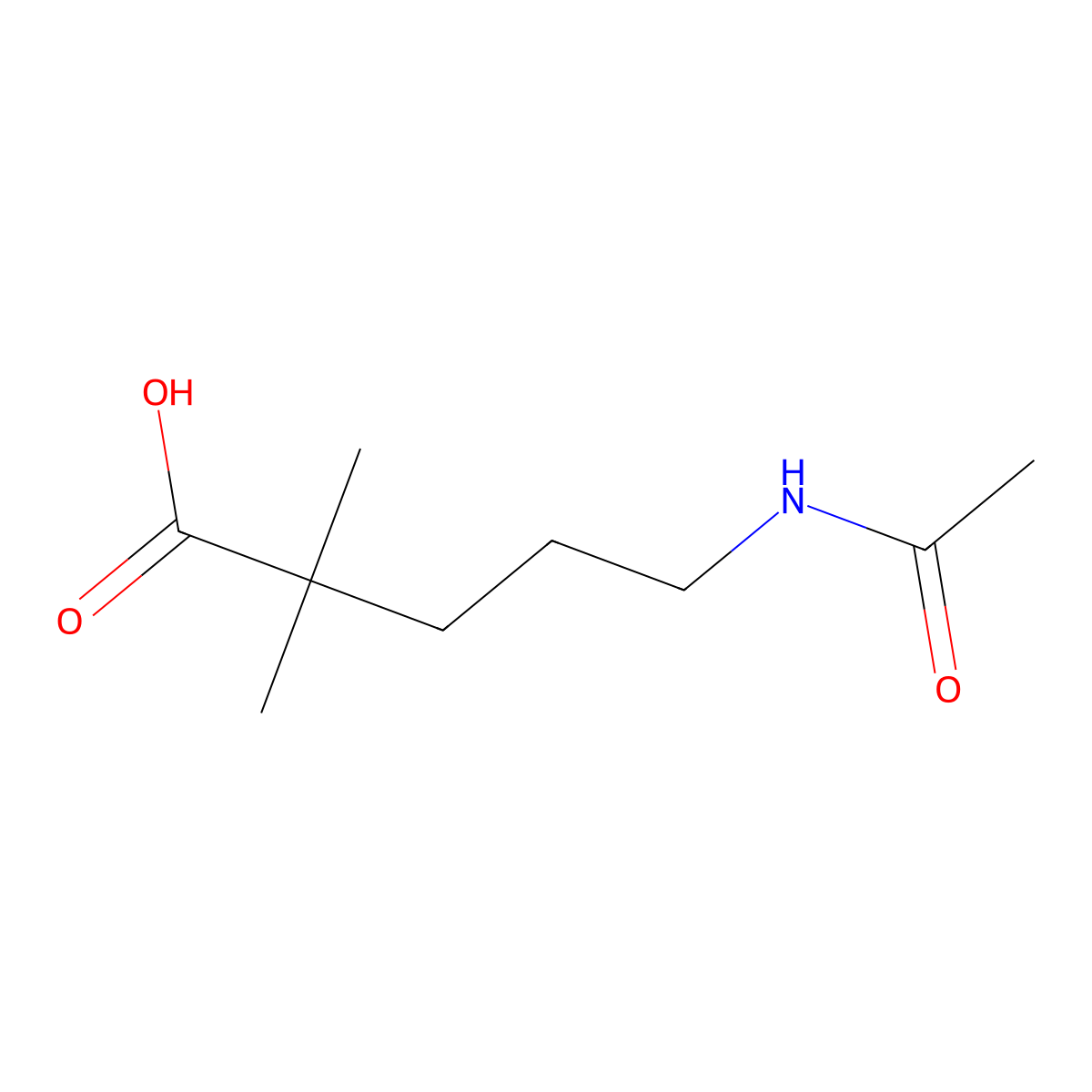 5-Acetamido-2,2-dimethylpentanoic acid molecular structure, CAS 2680874-14-8