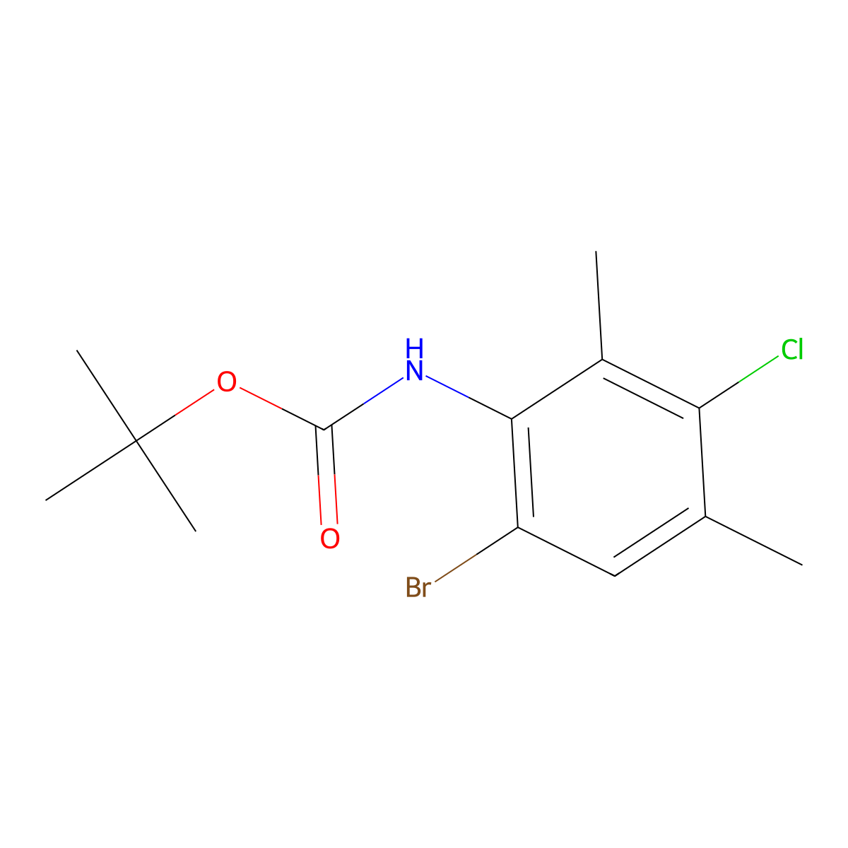 tert-butyl N-(6-bromo-3-chloro-2,4-dimethylphenyl)carbamate molecular structure, CAS 2680874-17-1