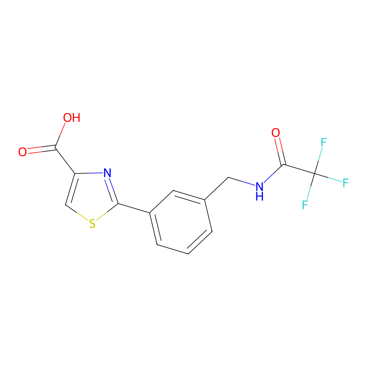 2-{3-[(2,2,2-Trifluoroacetamido)methyl]phenyl}-1,3-thiazole-4-carboxylic acid molecular structure, CAS 2680874-29-5