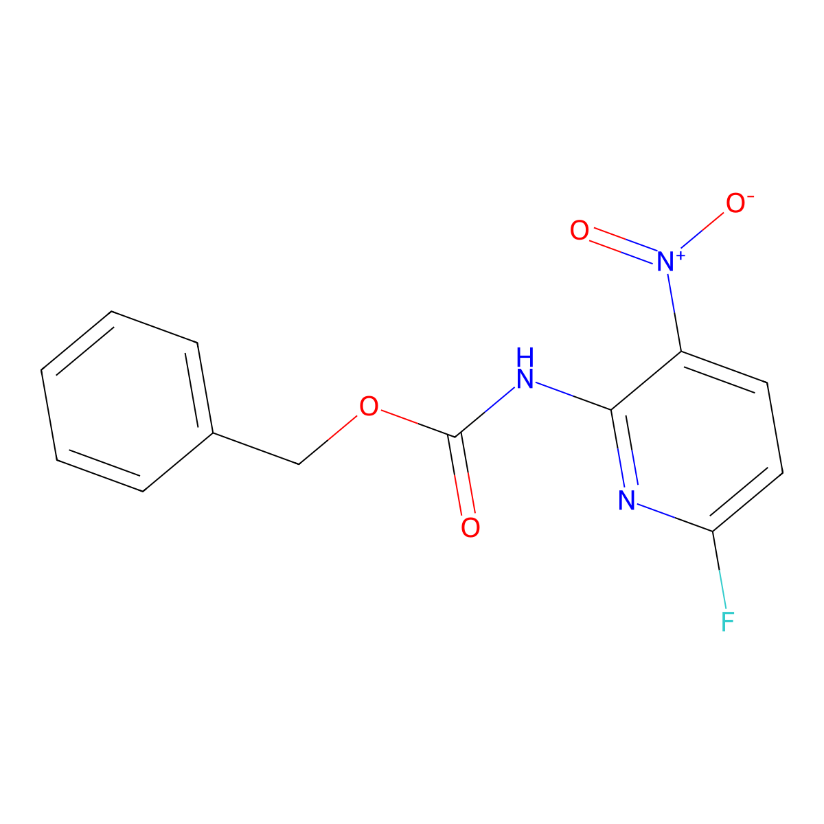 benzyl N-(6-fluoro-3-nitropyridin-2-yl)carbamate molecular structure, CAS 2680874-35-3