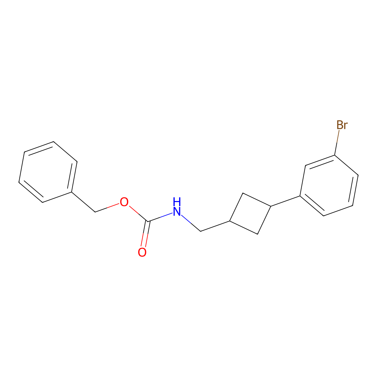 benzyl N-{[3-(3-bromophenyl)cyclobutyl]methyl}carbamate molecular structure, CAS 2680874-44-4