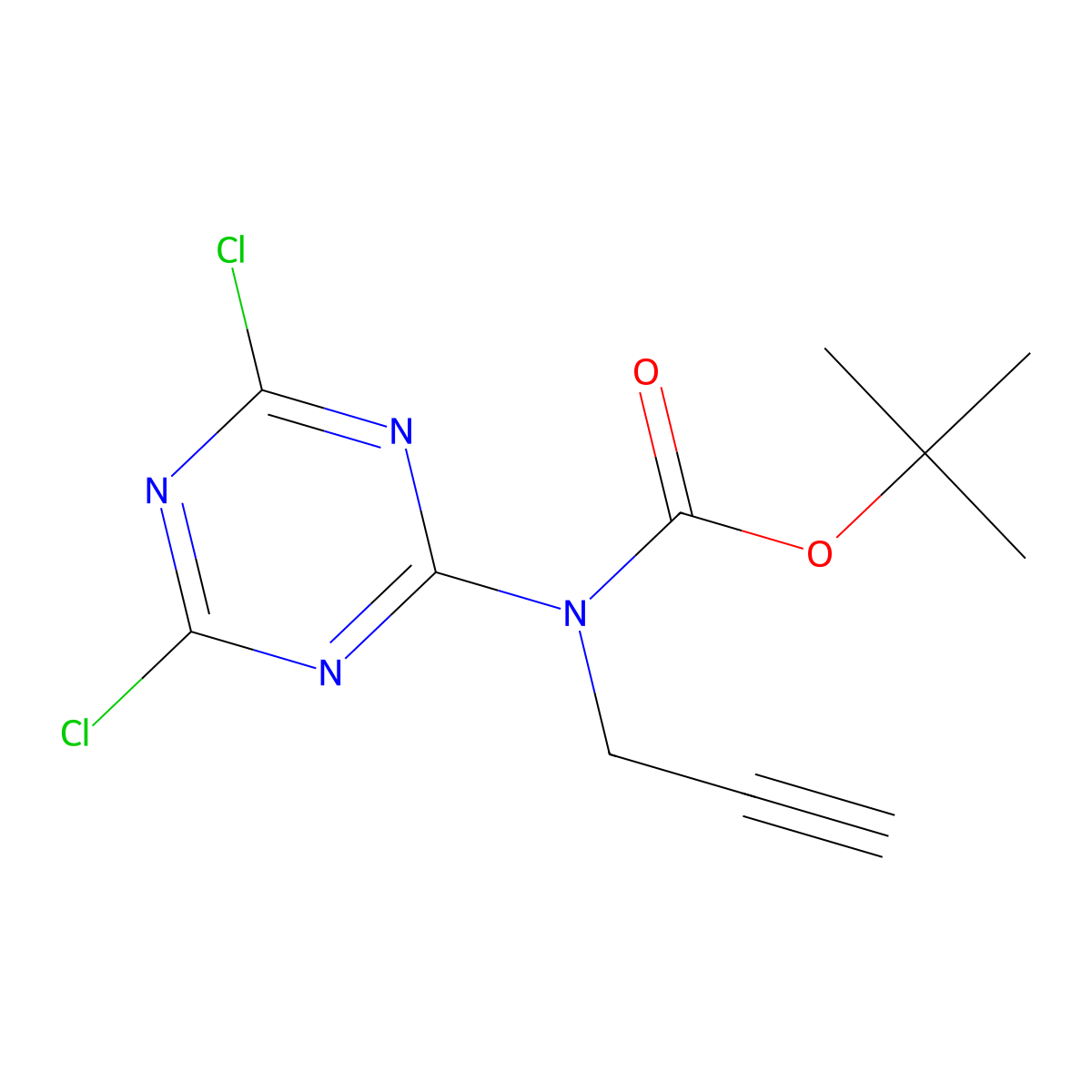 tert-butyl N-(4,6-dichloro-1,3,5-triazin-2-yl)-N-(prop-2-yn-1-yl)carbamate molecular structure, CAS 2680874-49-9