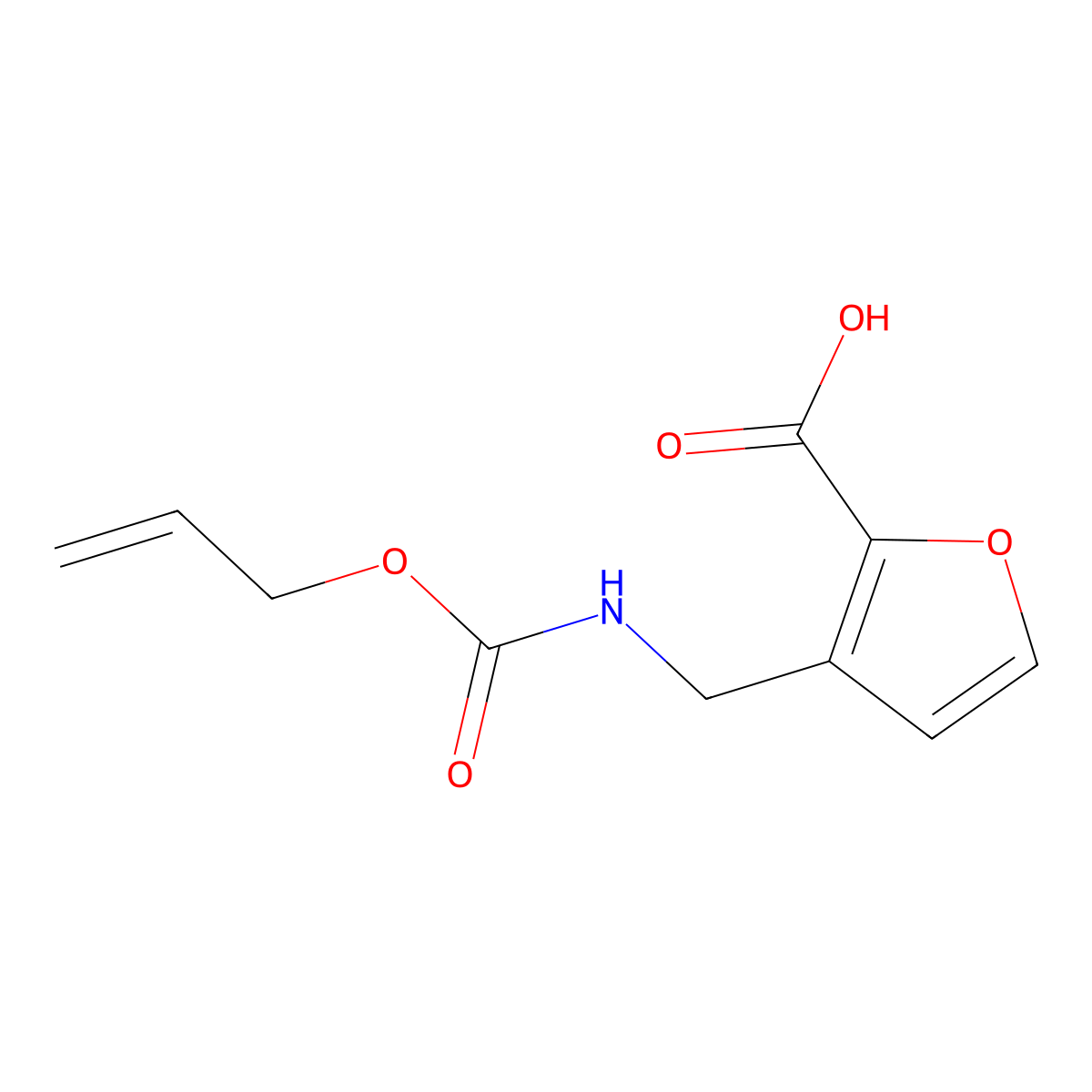 3-({[(Prop-2-en-1-yloxy)carbonyl]amino}methyl)furan-2-carboxylic acid molecular structure, CAS 2680874-51-3