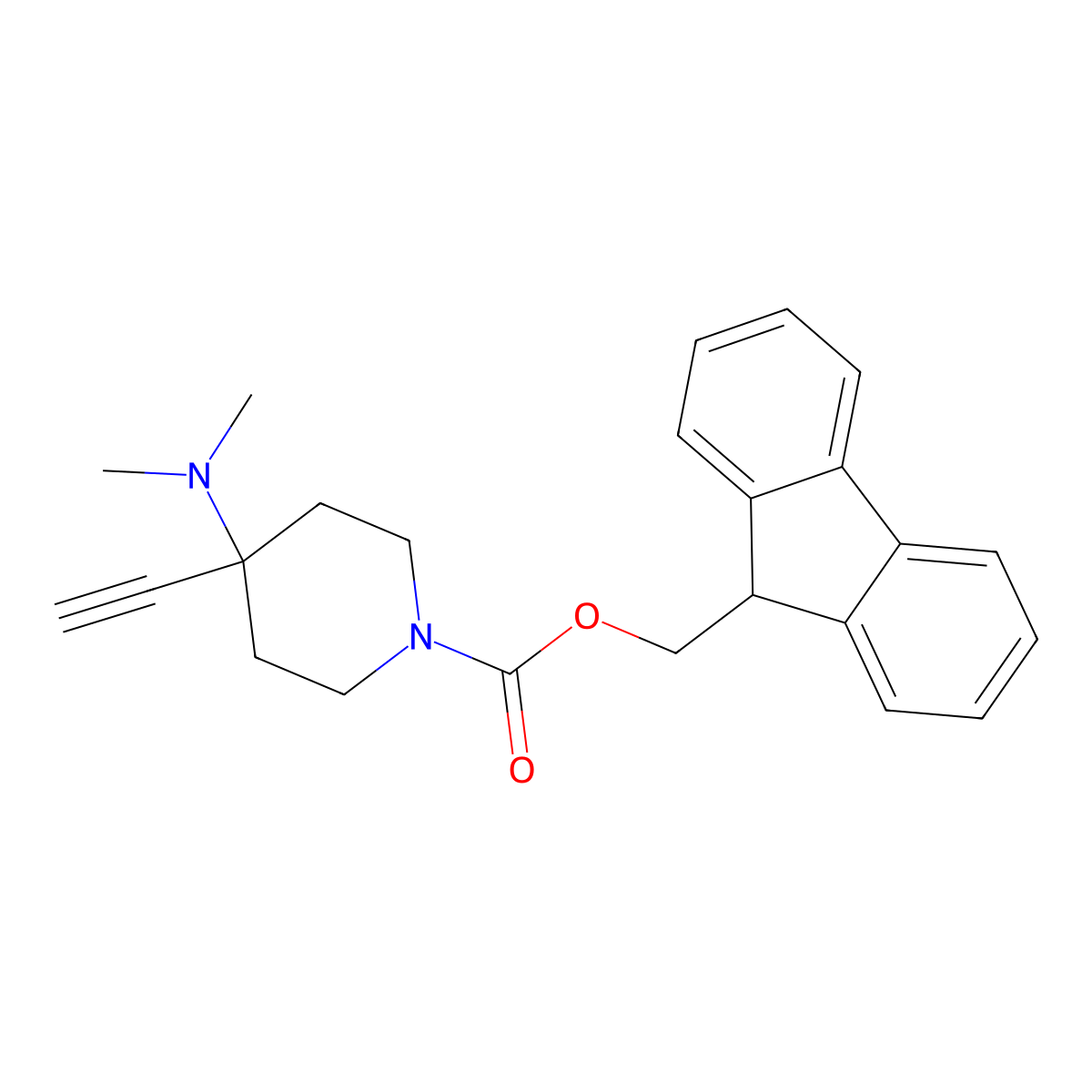 (9H-fluoren-9-yl)methyl 4-(dimethylamino)-4-ethynylpiperidine-1-carboxylate molecular structure, CAS 2680874-54-6