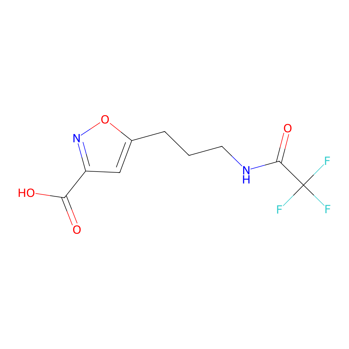 5-[3-(2,2,2-Trifluoroacetamido)propyl]-1,2-oxazole-3-carboxylic acid molecular structure, CAS 2680874-56-8