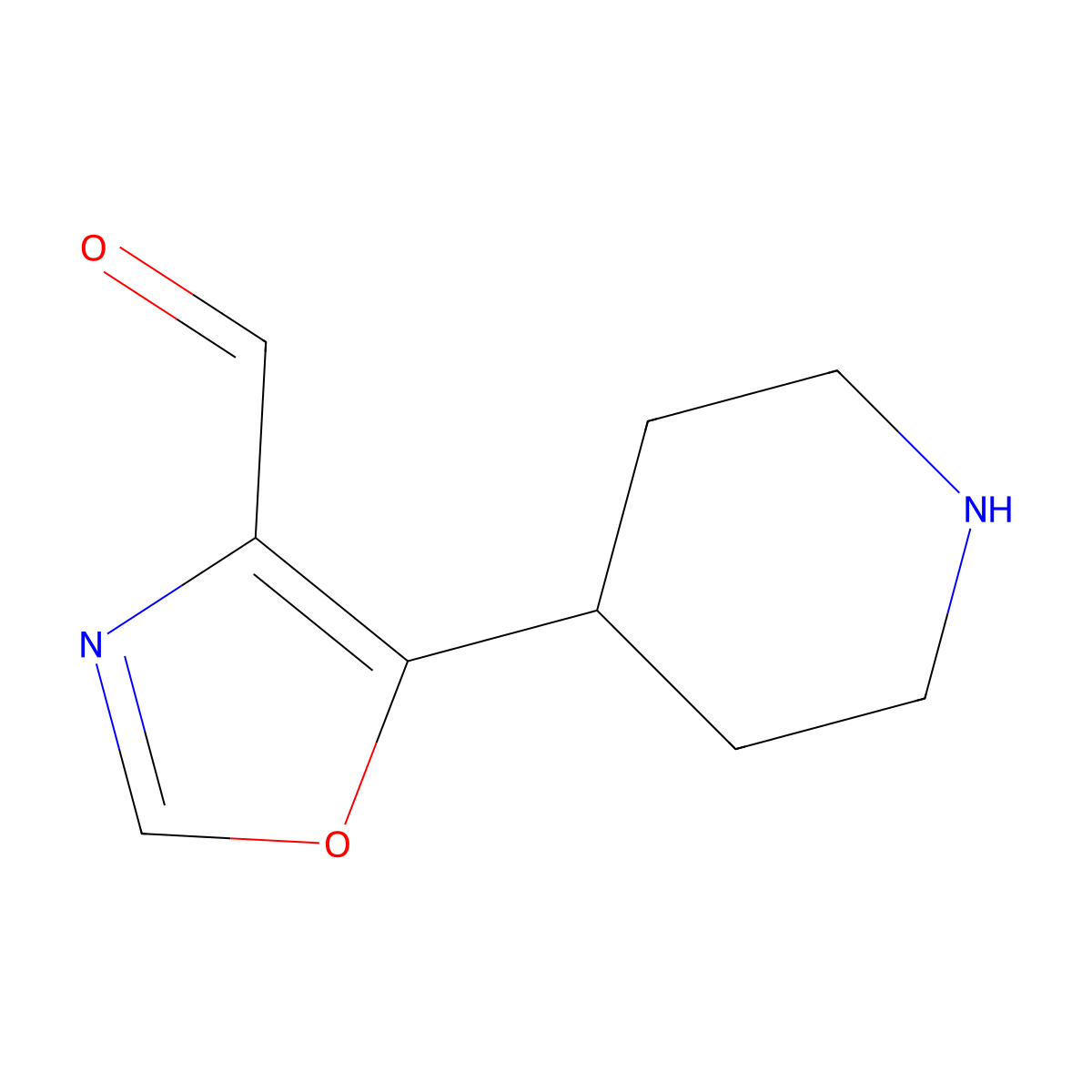 5-(Piperidin-4-yl)-1,3-oxazole-4-carbaldehyde molecular structure, CAS 2680874-59-1