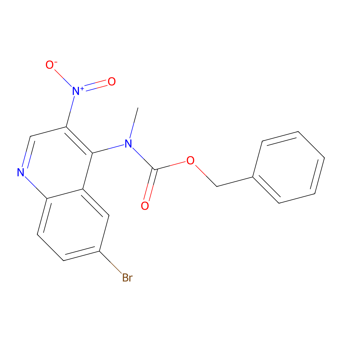 benzyl N-(6-bromo-3-nitroquinolin-4-yl)-N-methylcarbamate molecular structure, CAS 2680874-60-4