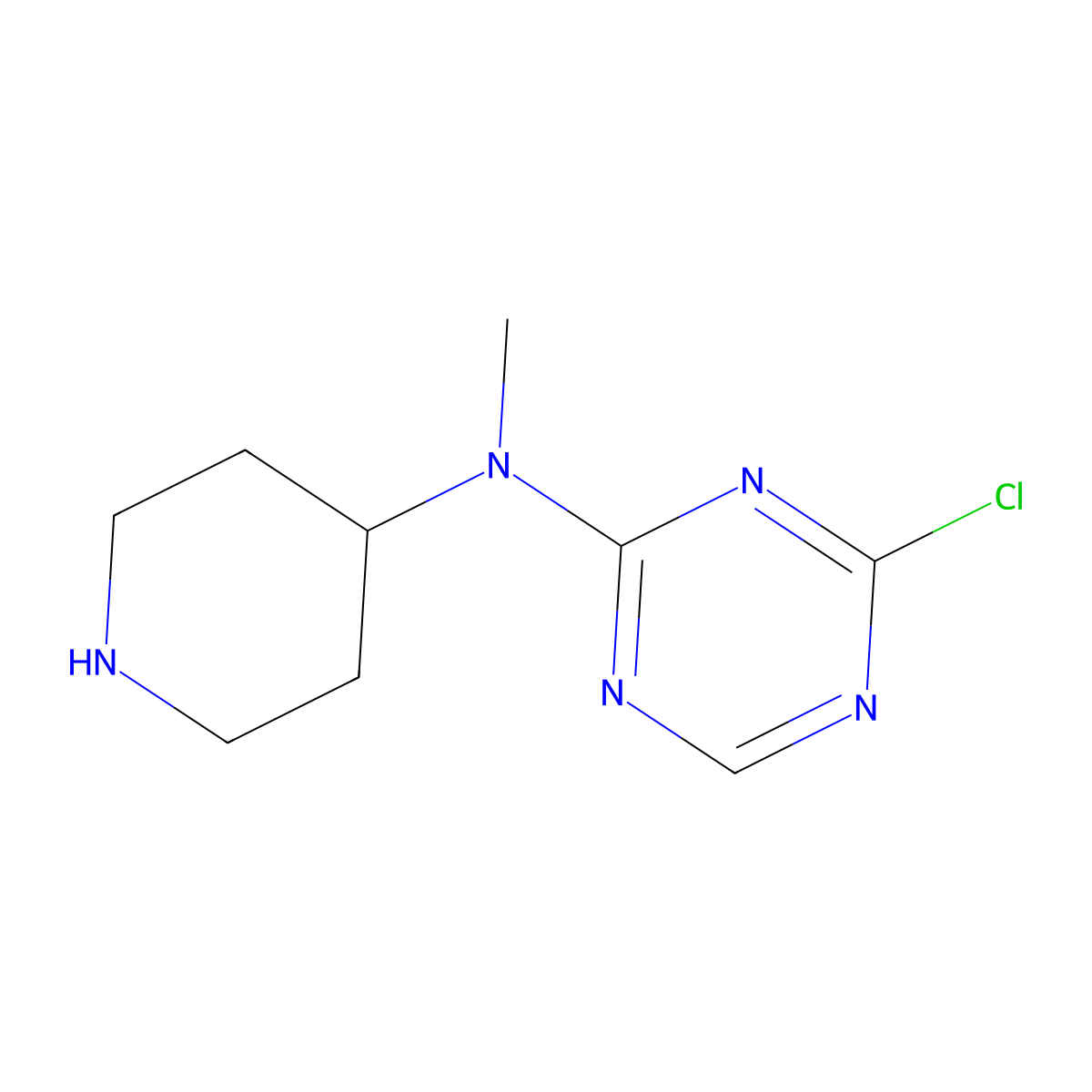4-chloro-N-methyl-N-(piperidin-4-yl)-1,3,5-triazin-2-amine molecular structure, CAS 2680874-64-8