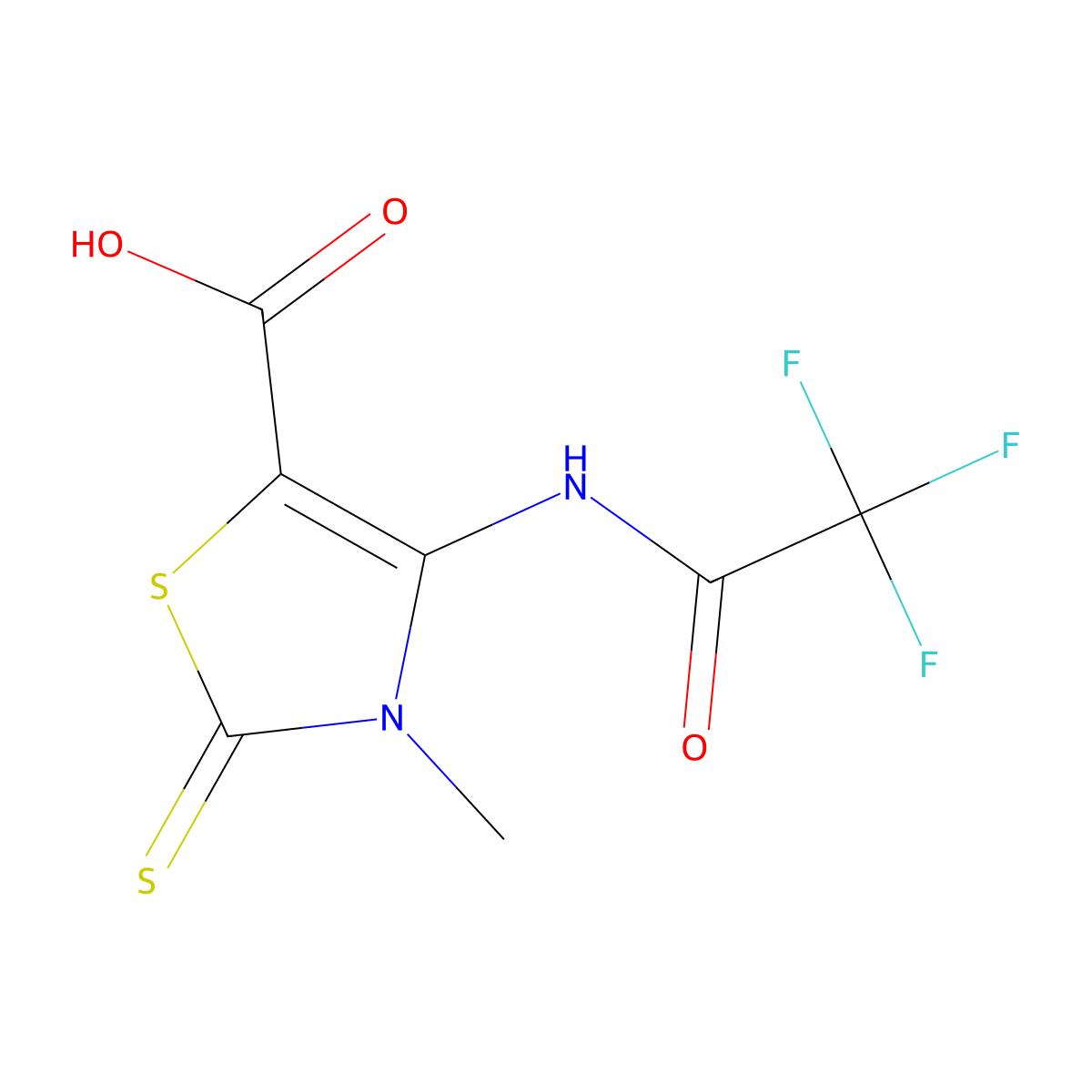 3-Methyl-2-sulfanylidene-4-(2,2,2-trifluoroacetamido)-2,3-dihydro-1,3-thiazole-5-carboxylic acid molecular structure, CAS 2680874-65-9