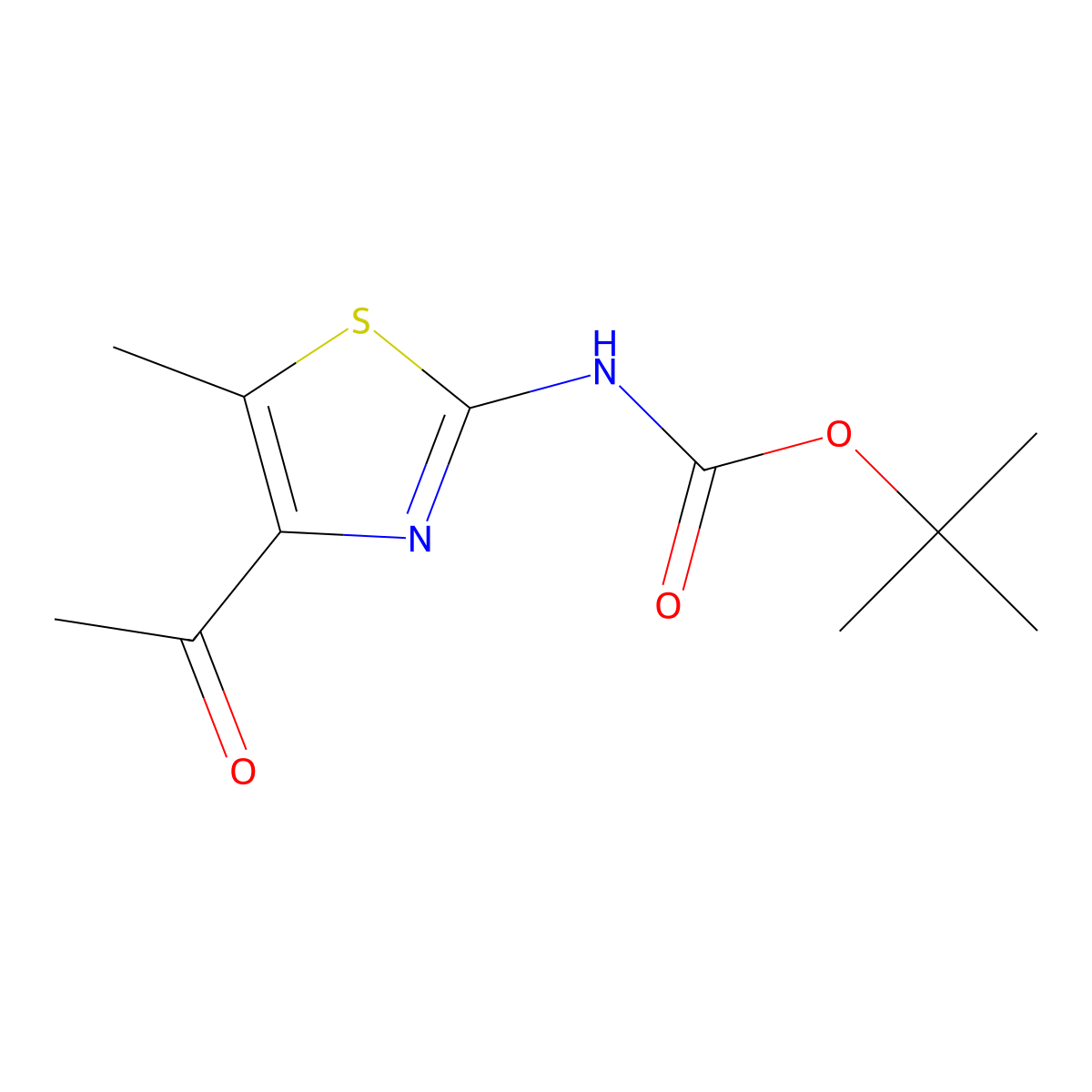 tert-butyl N-(4-acetyl-5-methyl-1,3-thiazol-2-yl)carbamate molecular structure, CAS 2680874-68-2