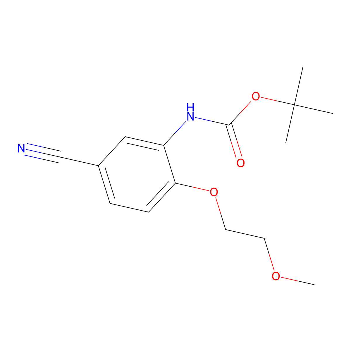 tert-butyl N-[5-cyano-2-(2-methoxyethoxy)phenyl]carbamate molecular structure, CAS 2680874-71-7