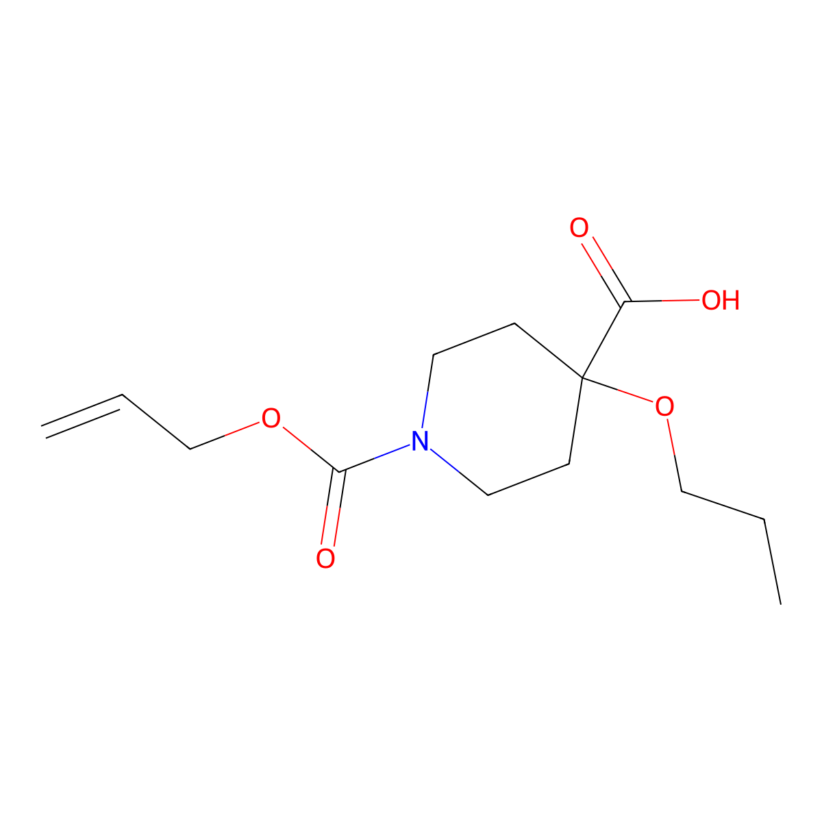 1-[(Prop-2-en-1-yloxy)carbonyl]-4-propoxypiperidine-4-carboxylic acid molecular structure, CAS 2680874-72-8