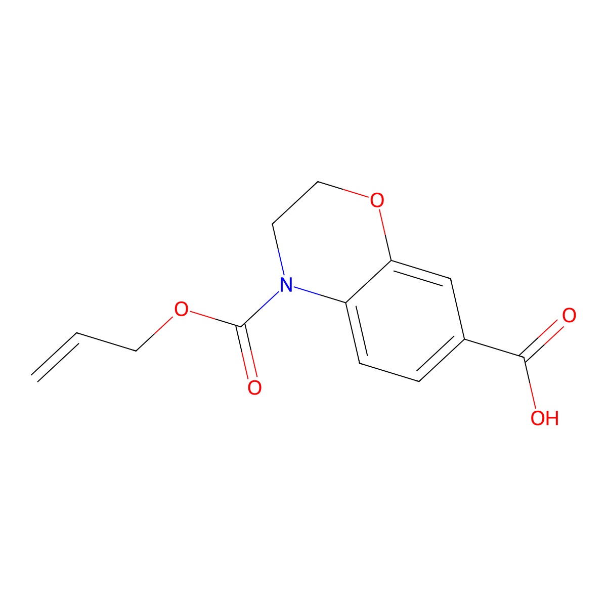 4-[(prop-2-en-1-yloxy)carbonyl]-3,4-dihydro-2H-1,4-benzoxazine-7-carboxylic acid molecular structure, CAS 2680874-73-9