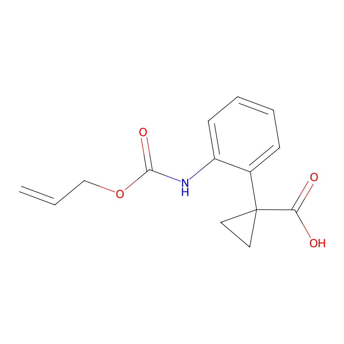 1-(2-{[(Prop-2-en-1-yloxy)carbonyl]amino}phenyl)cyclopropane-1-carboxylic acid molecular structure, CAS 2680874-78-4